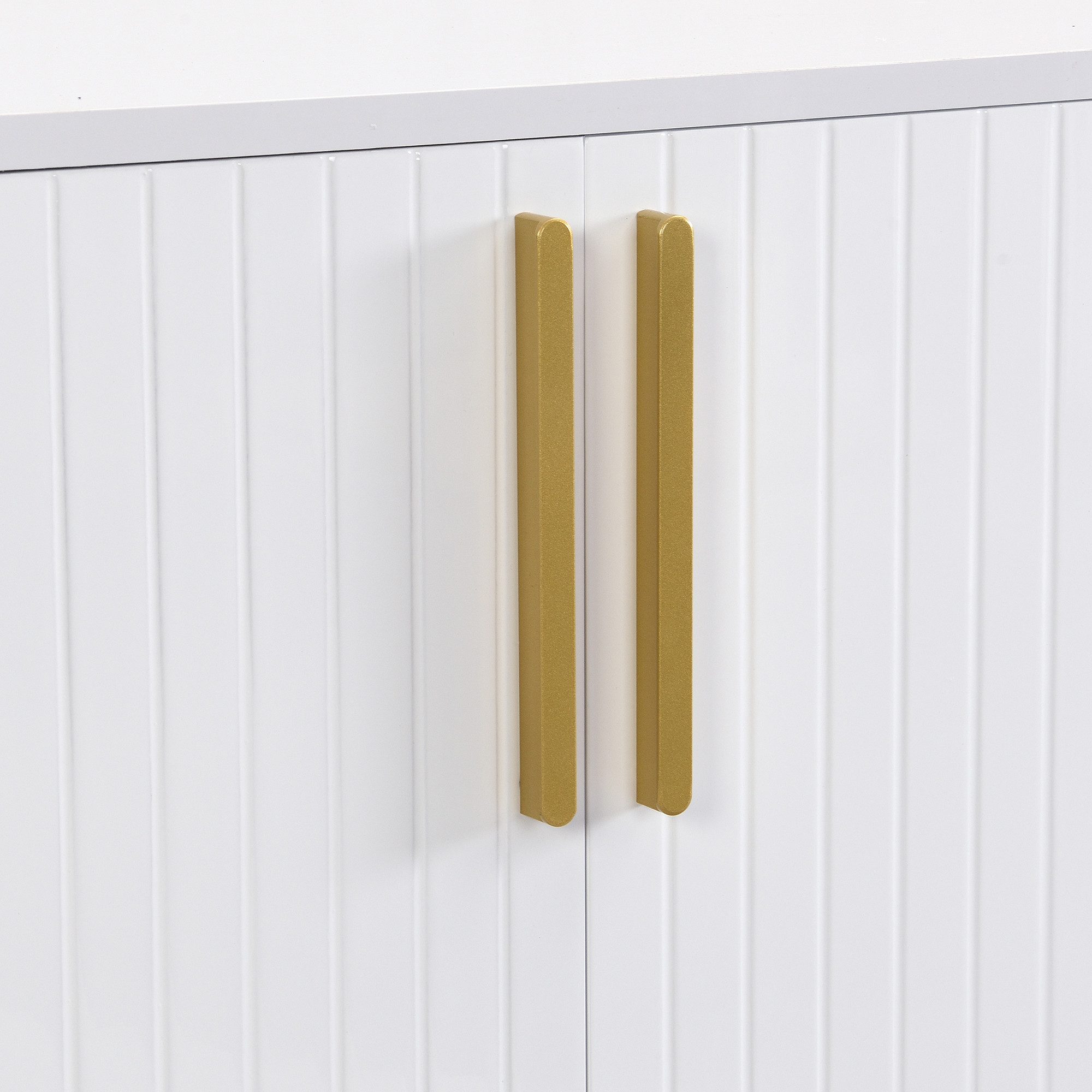 Merax Sideboard Hochglanz Kommode mit 4 Türen, Anrichte mit Metallgriffe und -beine, Buffet mit Push-to-Open Funktion