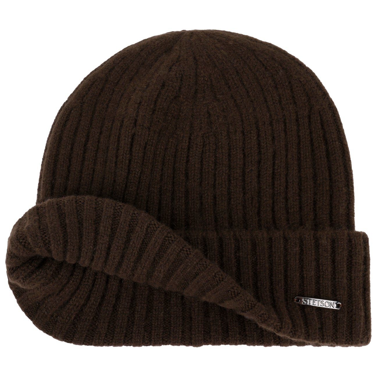 Stetson Strickmütze dunkelbraun Beanie (1-St) mit Umschlag