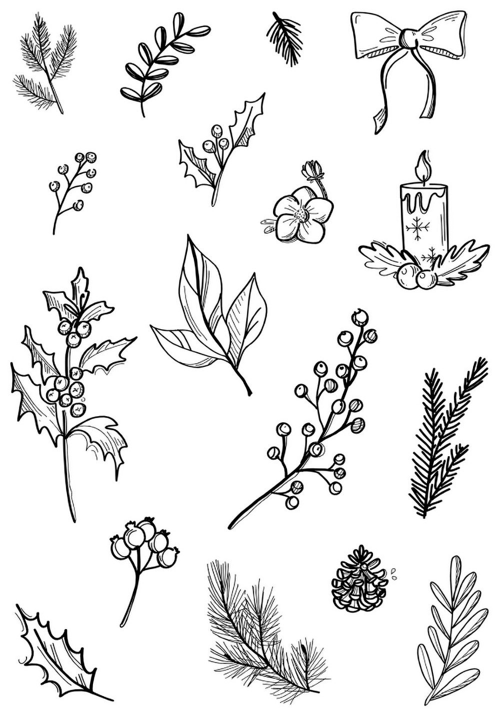VBS Stempel Silikonstempel Weihnachtsfloristik, 17 Stk.