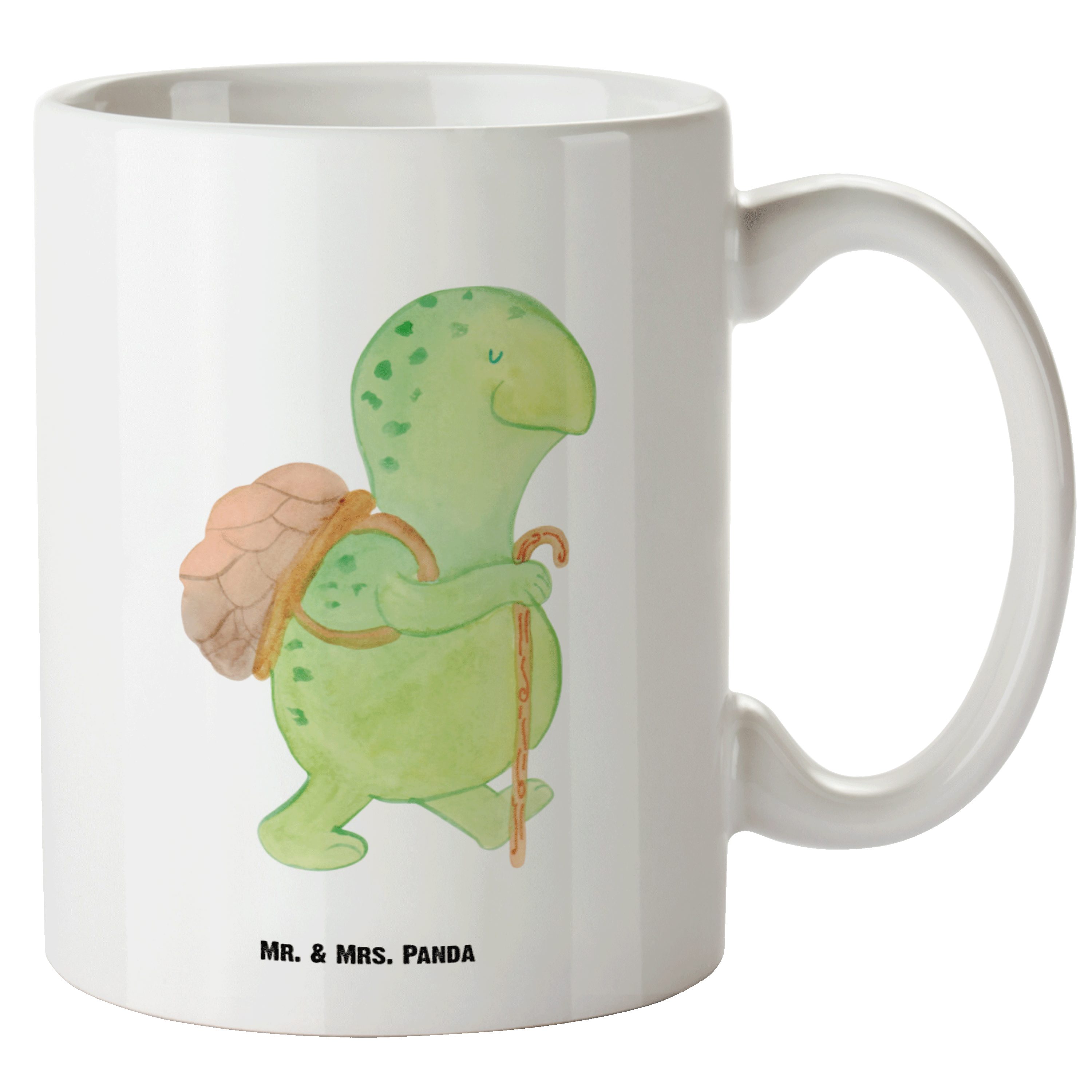 Mr. & Mrs. Panda Tasse Schildkröte Wanderer - Weiß - Geschenk, Jumbo Tasse, Rucksack, Große, XL Tasse Keramik | Tassen