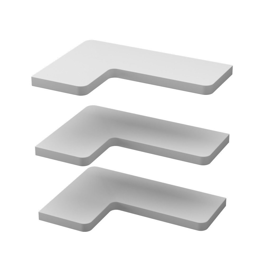 Eckregal Curva, Weiß, 40.5 x 2.5 cm 3er Set