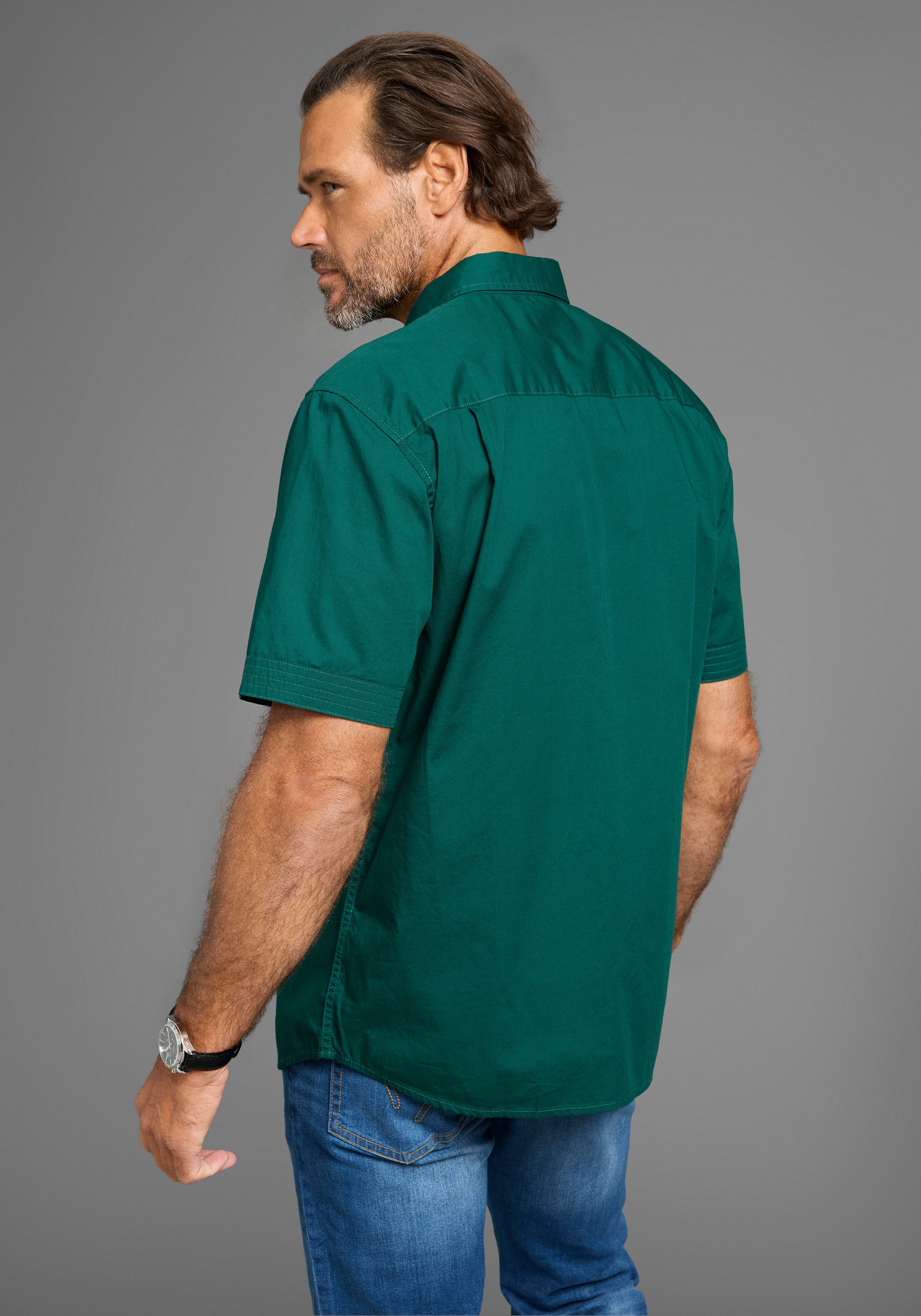 Man's World Kurzarmhemd Kurzarmhemd mit Logostickerei günstig online kaufen