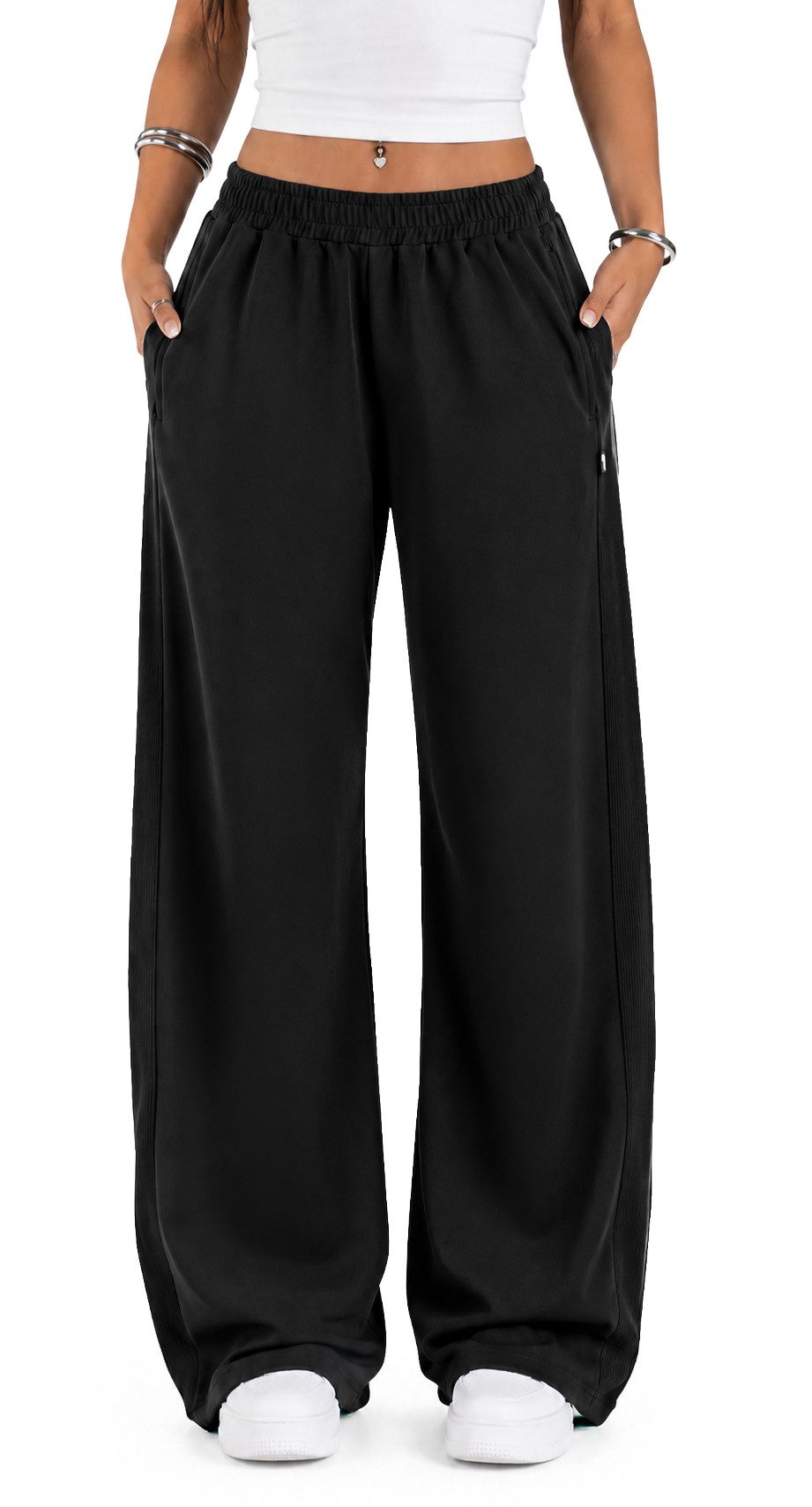 Smilodox Jogginghose Jora, Loose Fit Damen, Trainingshose mit High-Waist & Wide-Leg weiches Material, weites Bein, Baggy Fit, Gym & Homewear