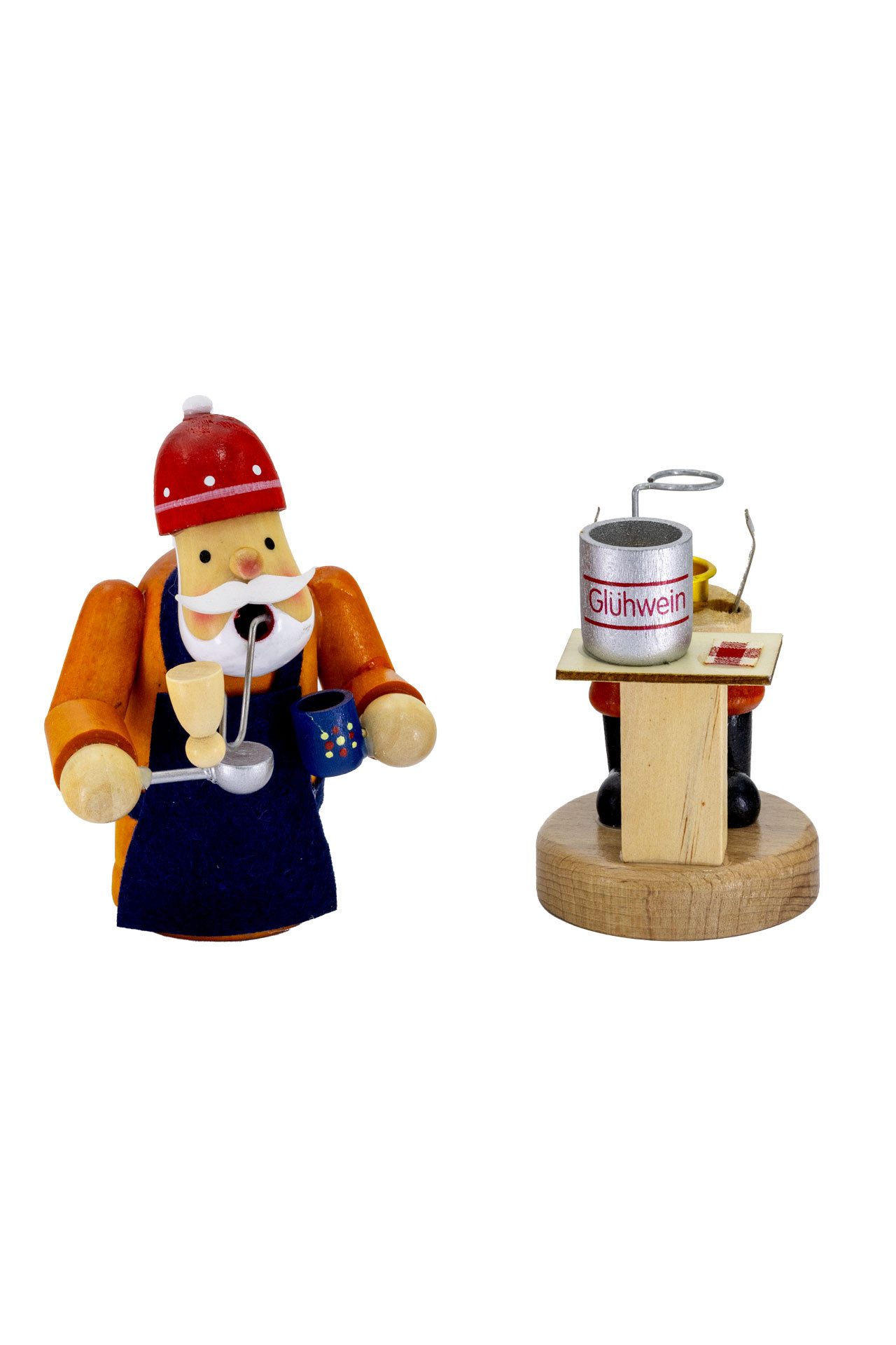 Kaladia Räuchermännchen Glühweinverkäufer - handbemalte Dekoration, winterliche Räucherfigur für Weihnachtsmarktbegeisterte - aus Holz – Bild 3 von 5