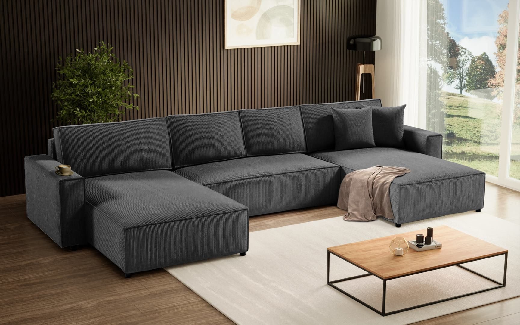 Beautysofa Ecksofa U-Form Parys, mit Schlaffunktion, günstig online kaufen