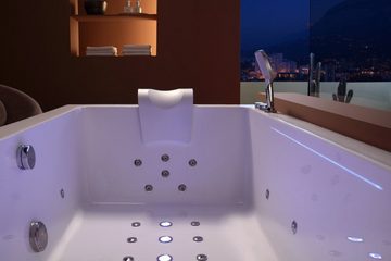 SPAVIDA® Whirlpool-Badewanne Euphoria Whirlsystem Deluxe 180x100 cm 29 Düsen, Neues Modell 2023, Wasserfall-Technik, beleuchtete Luftdüsen, Shiatsu-Rückendüsen