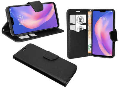 cofi1453 Handyhülle Hülle Tasche für Xiaomi Mi 8 Lite, Kunstleder Schutzhülle Handy Wallet Case Cover mit Kartenfächern, Standfunktion Schwarz