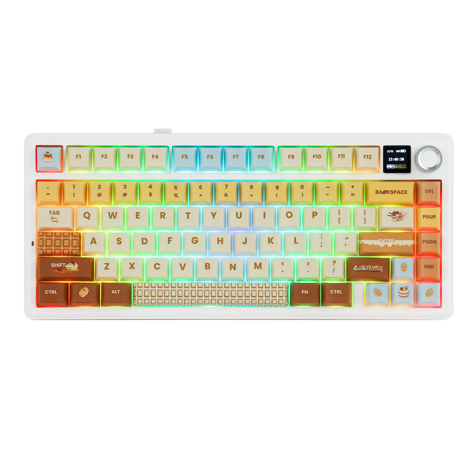 EPOMAKER Mechanische Tastatur (75% Layout) mit TFT-Display und Drehregler Gaming-Tastatur (Gasket Hot-Swap Kabellose Tastatur für PC/Mac/Linux, QWERTY US-Layout)
