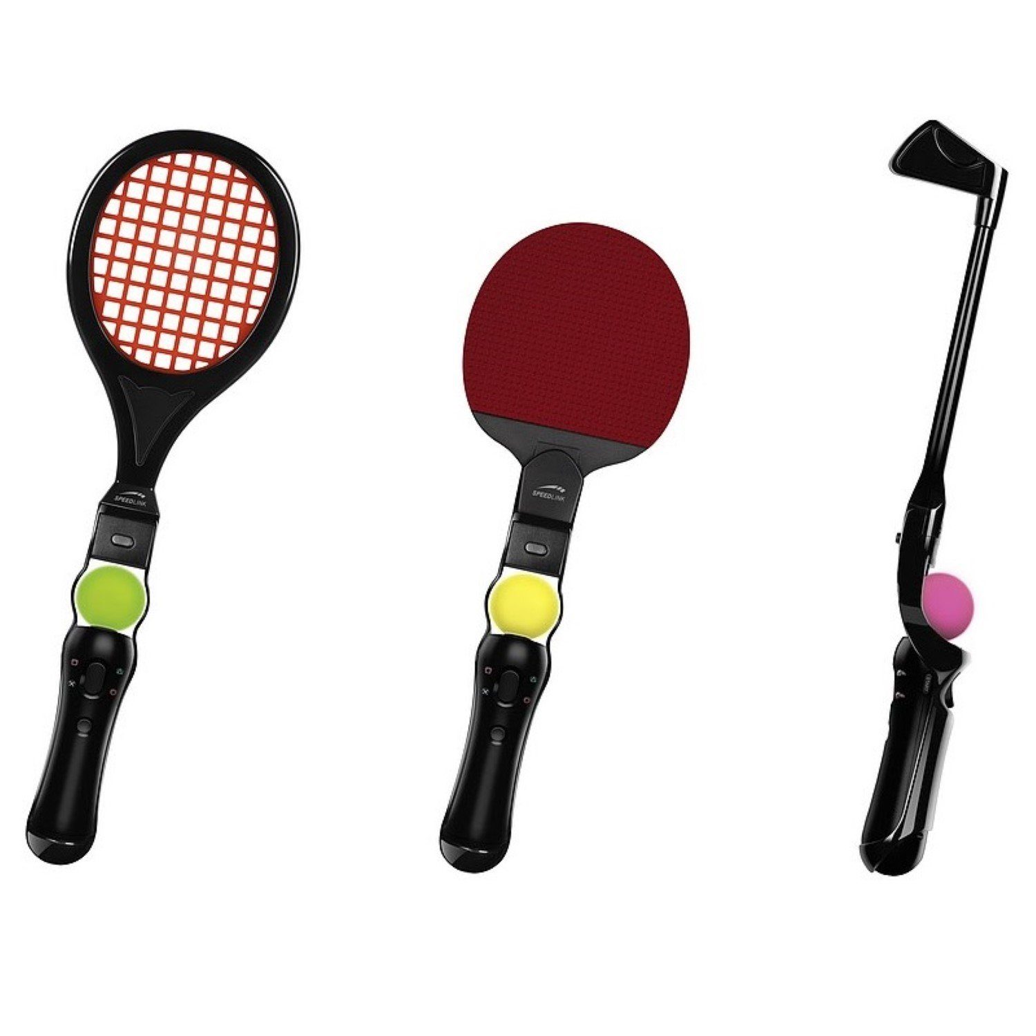 Speedlink 3in1 Sport Pack Tennis Tischtennis Golf Controller (Sport Set für Sony PS Move Motion Controller, auch für PS VR, PS3 PS4)