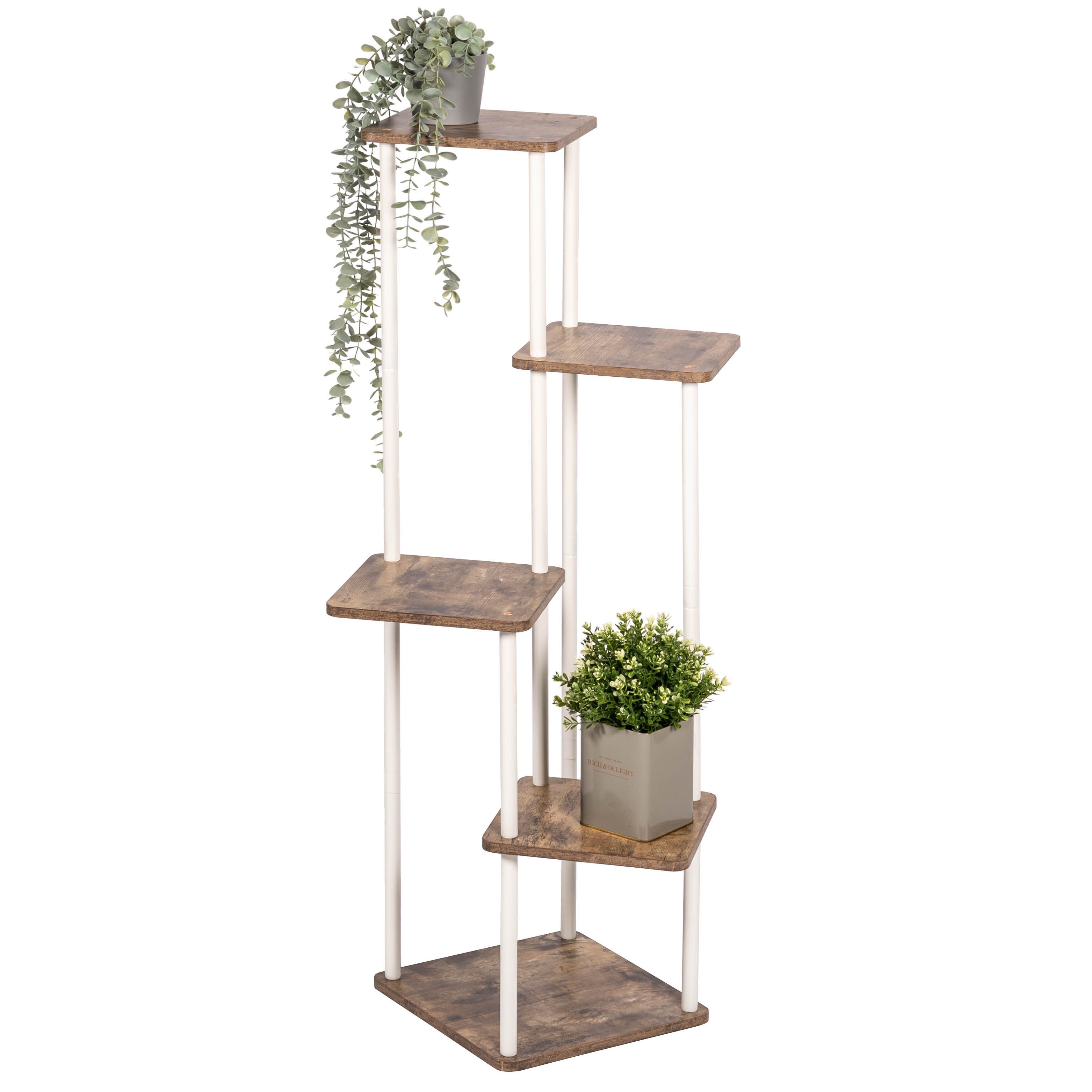 eluno Blumenständer Blumenregal aus FSC-zertifiziertem MDF-Holz und Metall