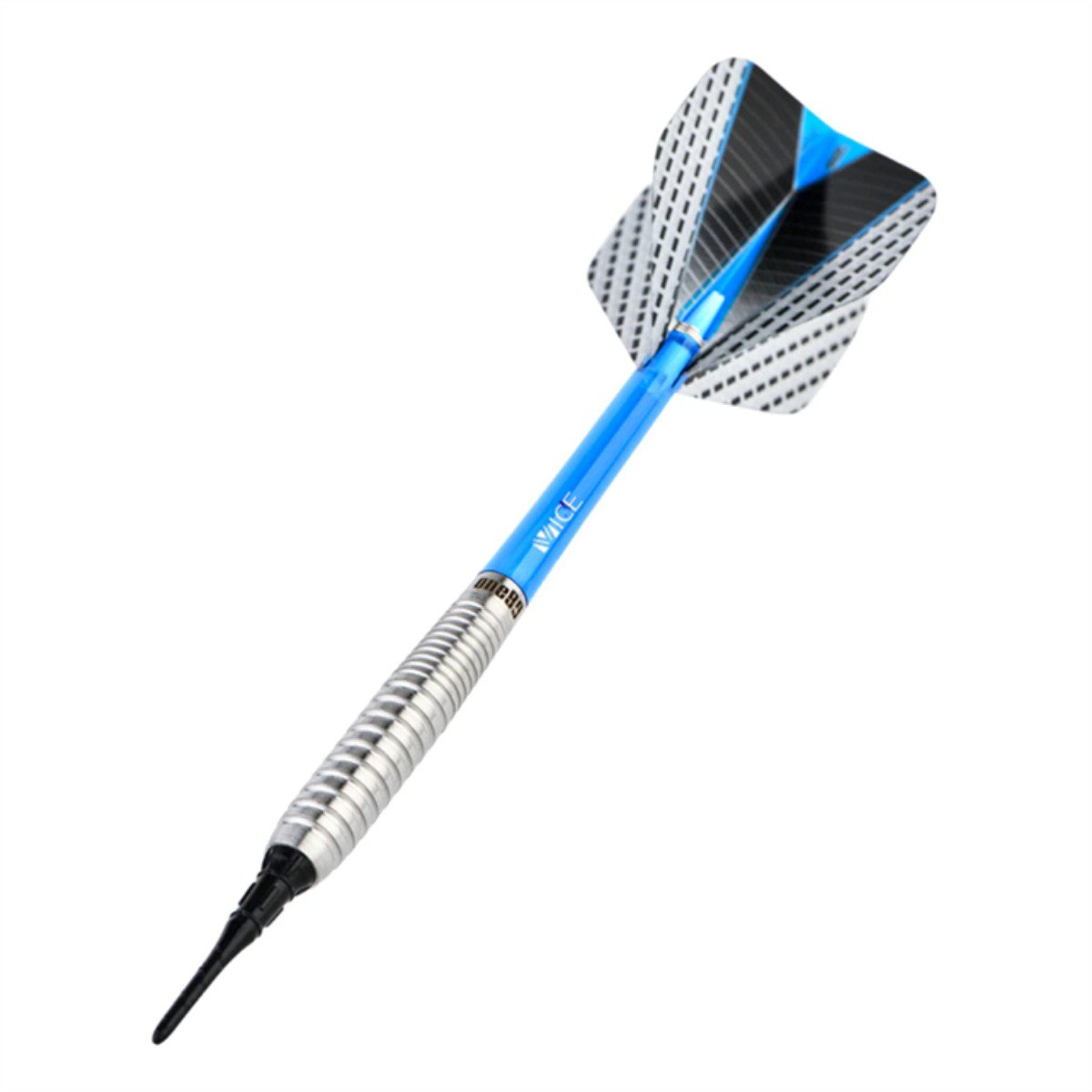 one80 Dartpfeil One80 Strike 04 Soft Tip Dartset 18g Silber Softdarts Tungsten, Tropfenförmige Barrelform bietet eine strukturierte Griffzone