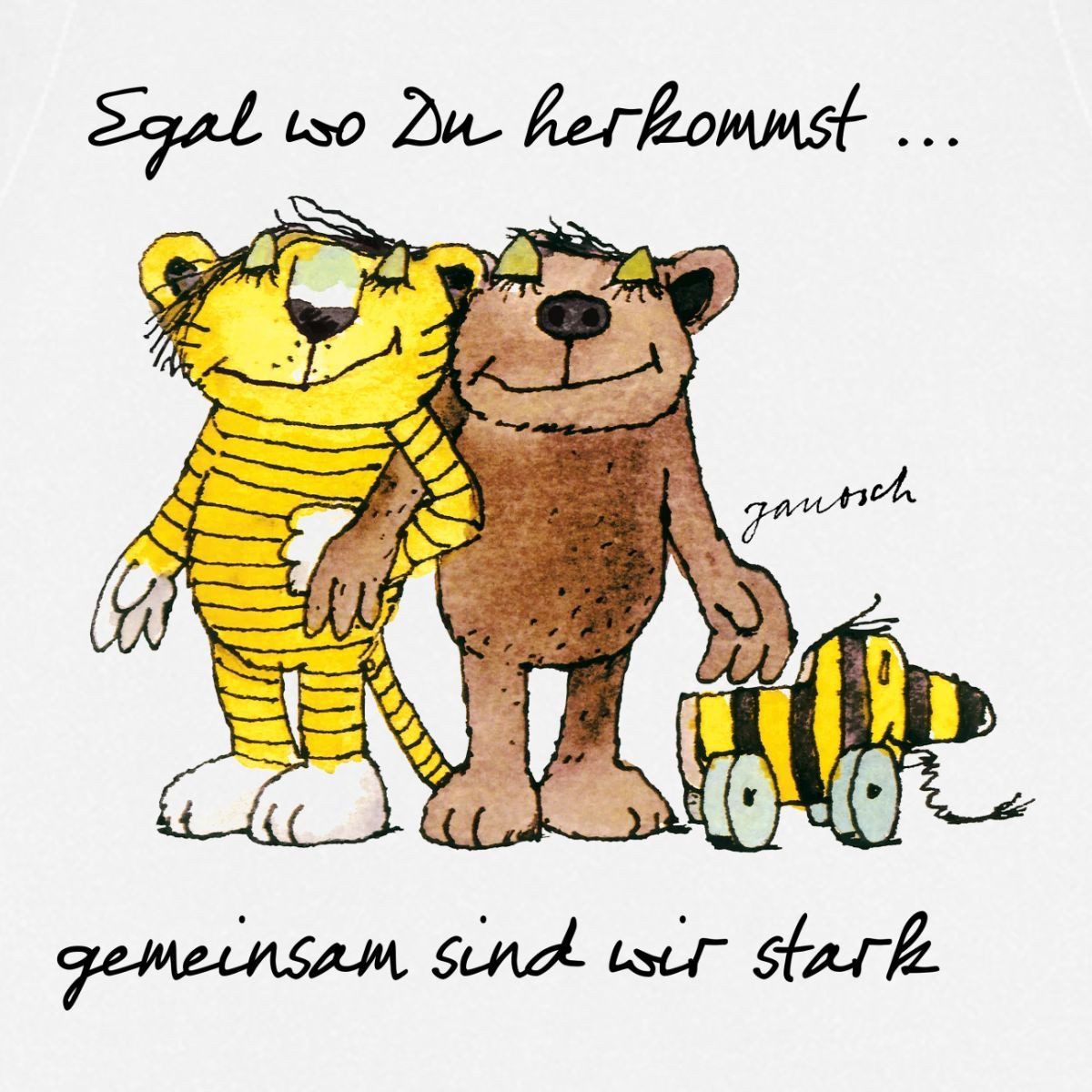 Spreadshirt Kochschürze Janosch Bär Tigerente Tiger Gemeinsam Stark Kochschürze, (1-tlg)