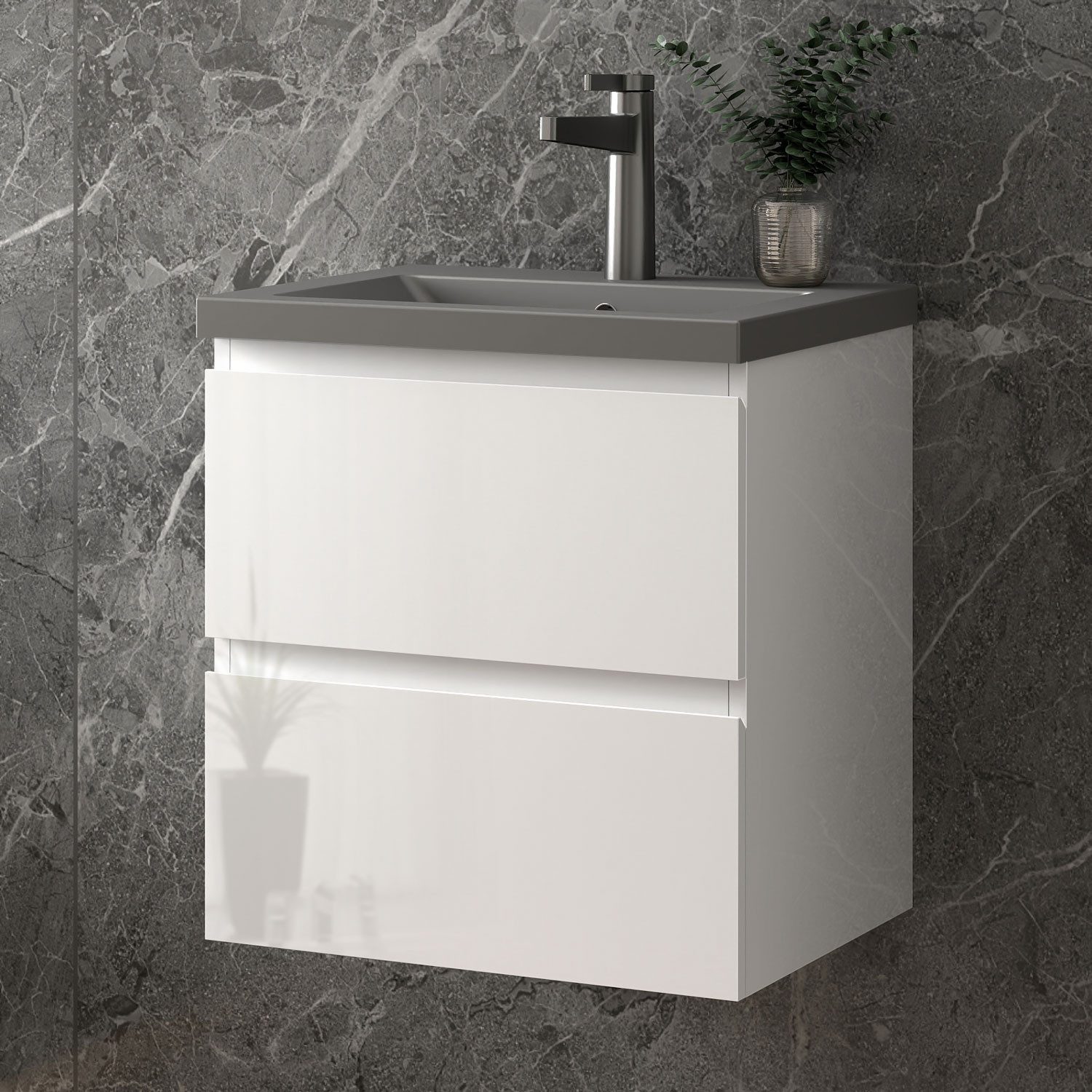 duschspa Waschtisch Waschbecken mit Unterschrank Badmöbel Set Badschrank Waschplatz, Hochglanz, 50-120cm