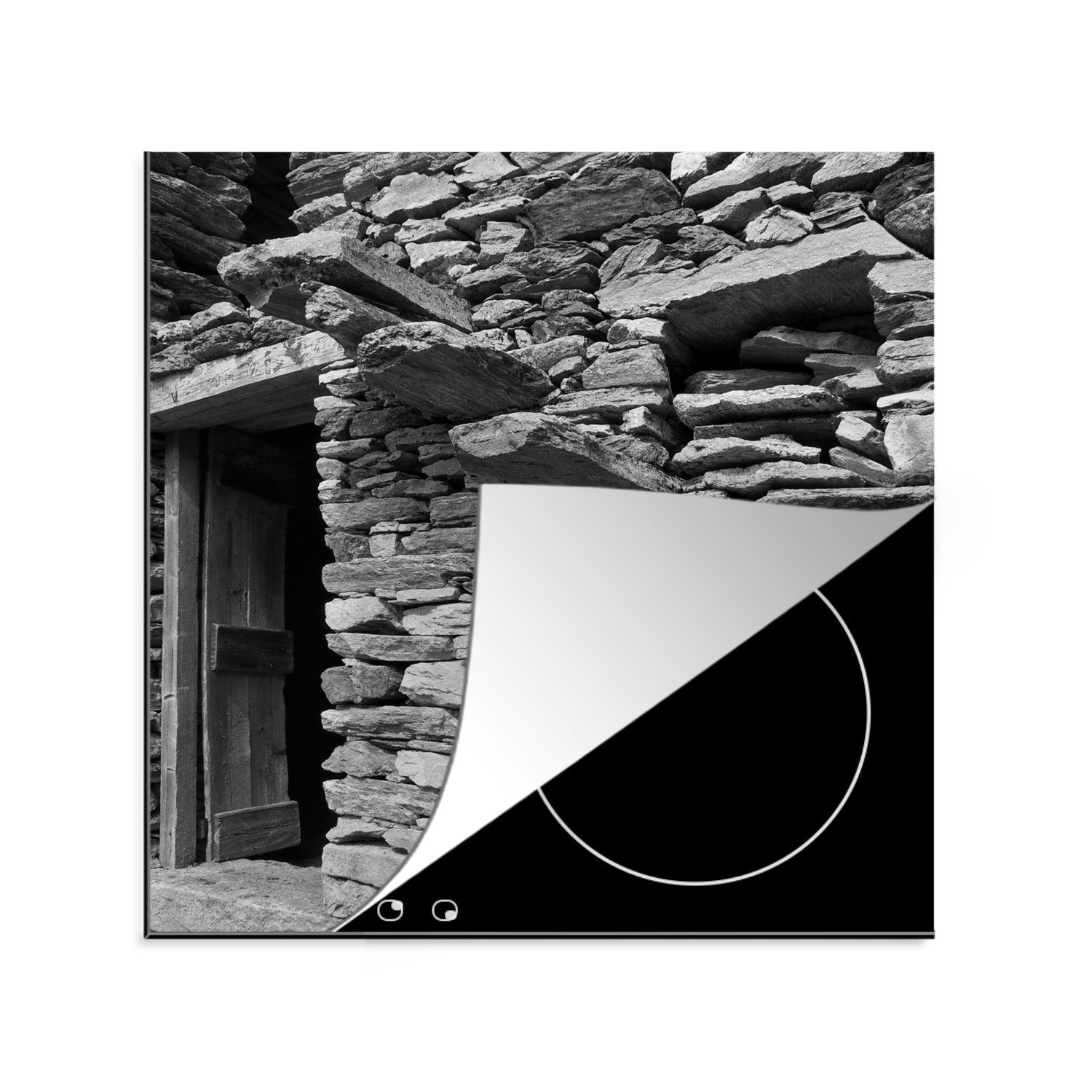 Herdblende-/Abdeckplatte küche für Vinyl, im Haus MuchoWow Ceranfeldabdeckung, (1 Ausland, Altes Arbeitsplatte tlg), cm, 78x78