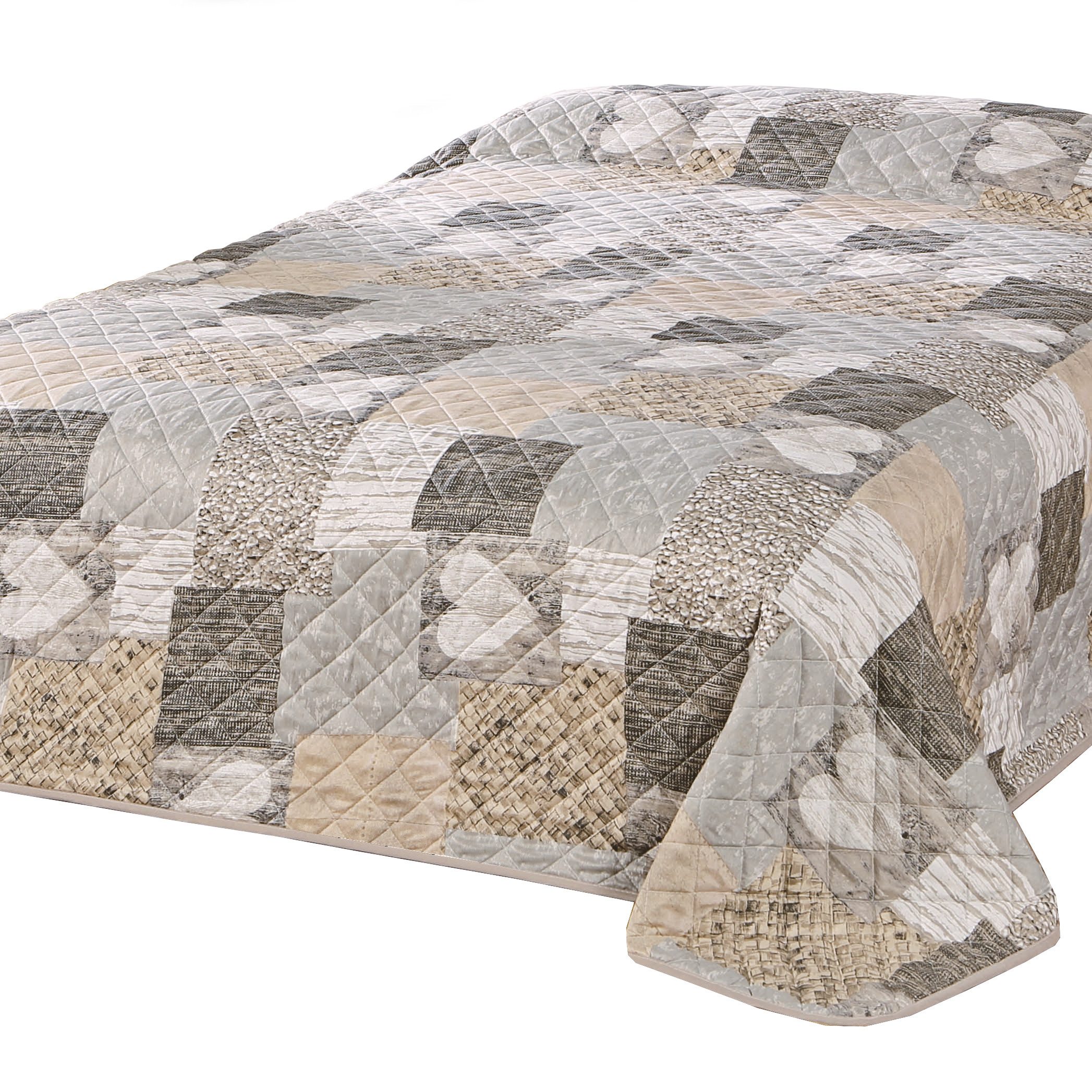 Delindo Lifestyle Tagesdecke Herzen, Patchwork Bettüberwurf, günstig online kaufen