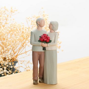 HYTIREBY Dekofigur Liebevolles älteres Paar Figuren, Hochzeitstag Statuen (1 St), geformte handgemalte Figuren Geschenke für Eltern Großeltern