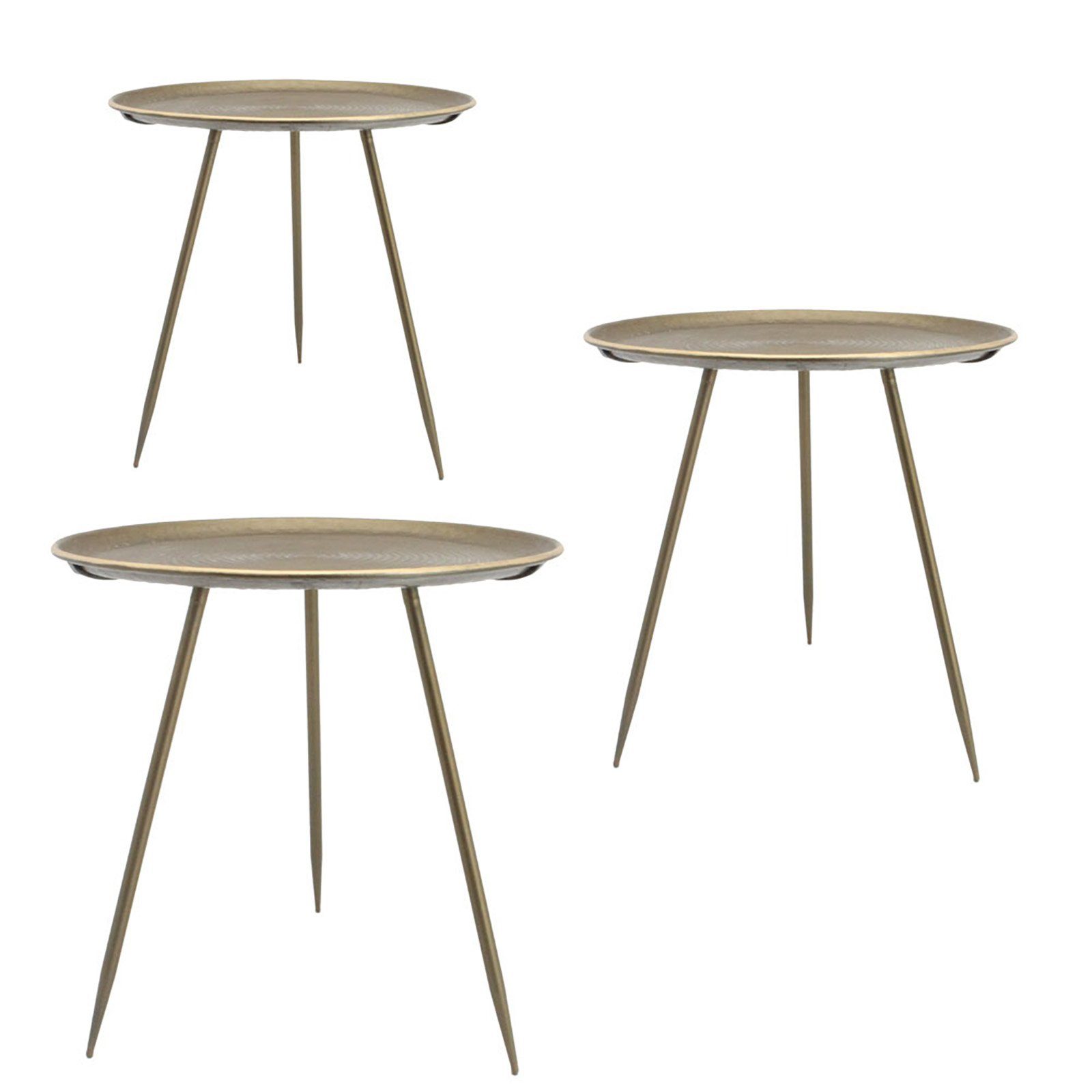 Cosy Home Ideas Beistelltisch »Beistelltisch rund Dreibein gold mit Rillen«  (1 Stück, 1x Beistelltisch), stabiler Tisch aus Metall