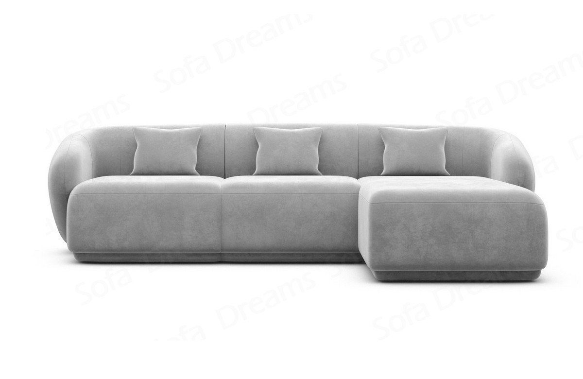 Ecksofa Form Loungesofa Design Marbella mit kurz Sofa mane L Samtstoff Couch Dreams hellgrau84 Sofa Polster Stoffsofa,