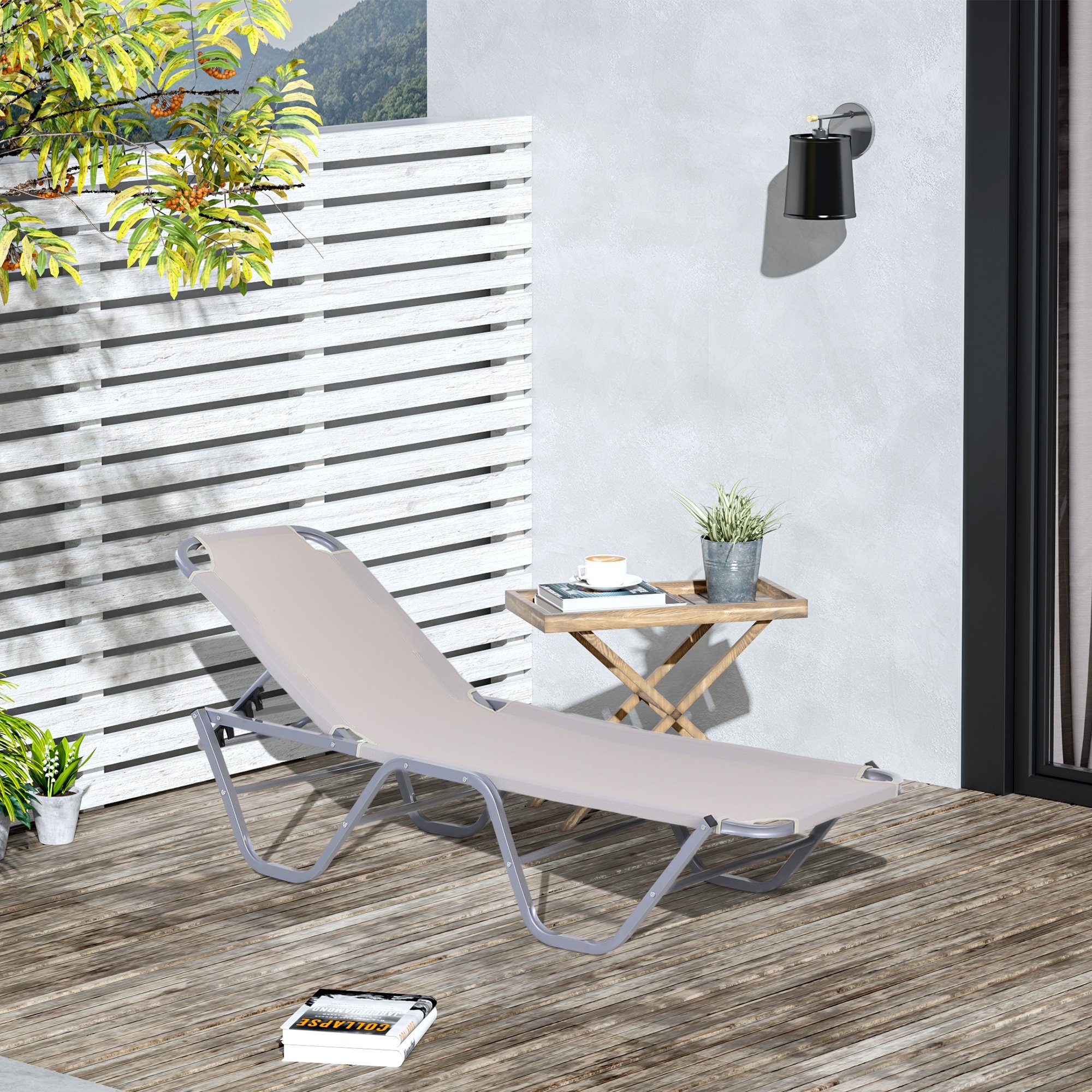 Outsunny Gartenliege Sonnenliege 5-Stufige Alu Texteline, günstig online kaufen