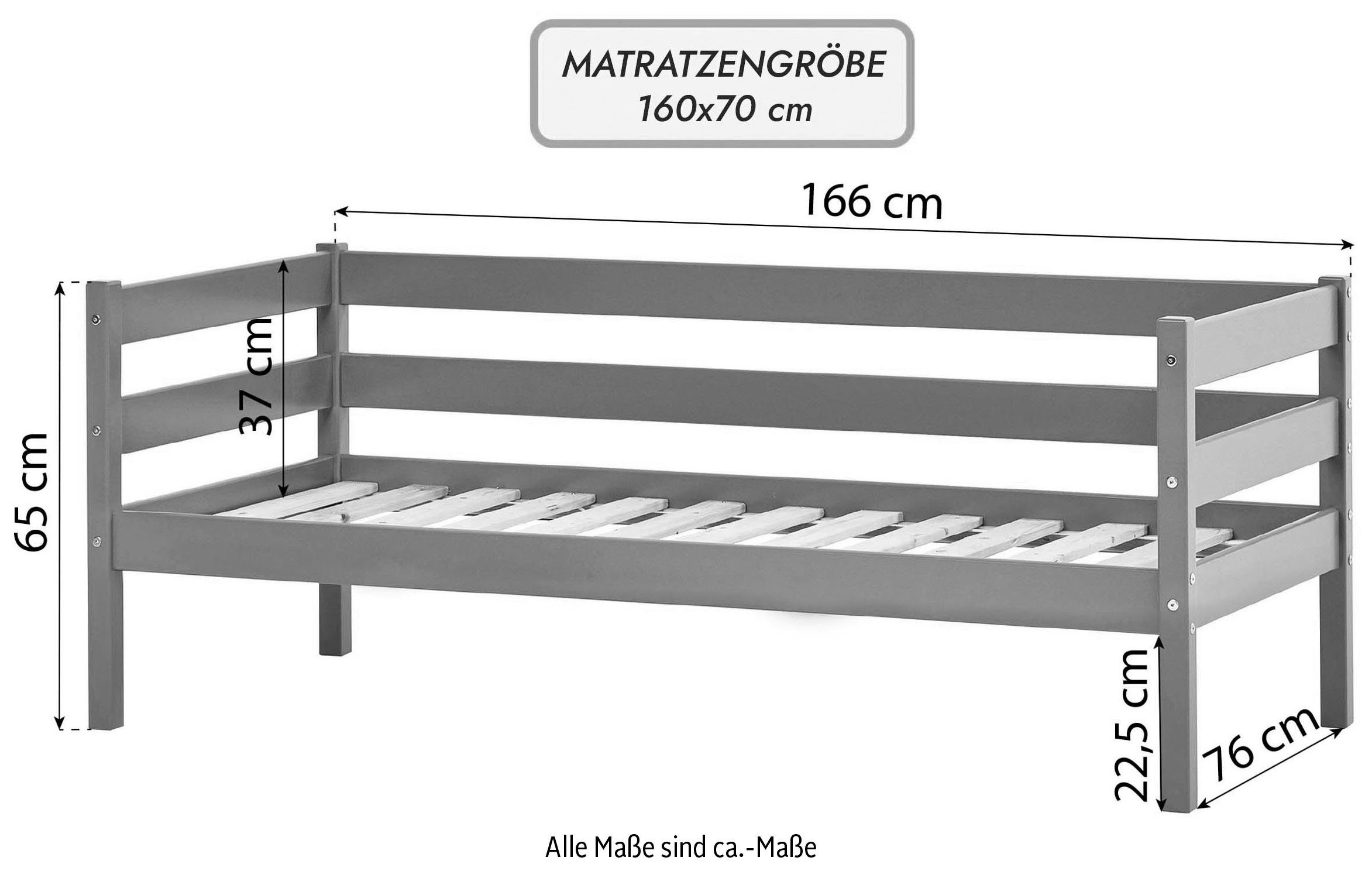 Baroque 8 Einzelbett Matratze mit wahlweise und Comfort Rollrost ECO in Rose (Set), Farben, Hoppekids Absturzsicherung mit