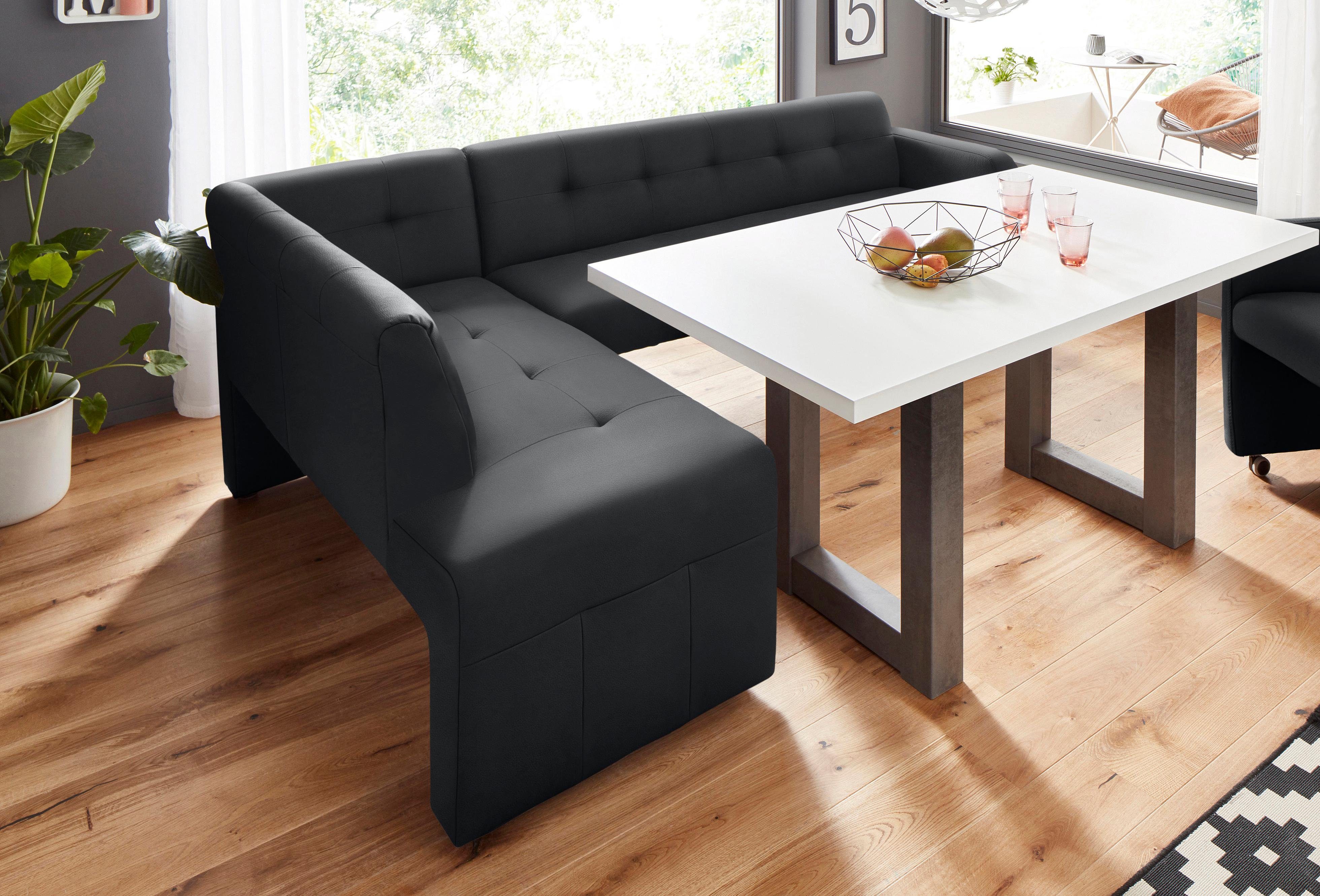 exxpo - sofa fashion Eckbank Barista mit toller Detailverarbeitung, hohe Bodenfreiheit, Komfortsitzhöhe 49cm, Frei im Raum stellbar