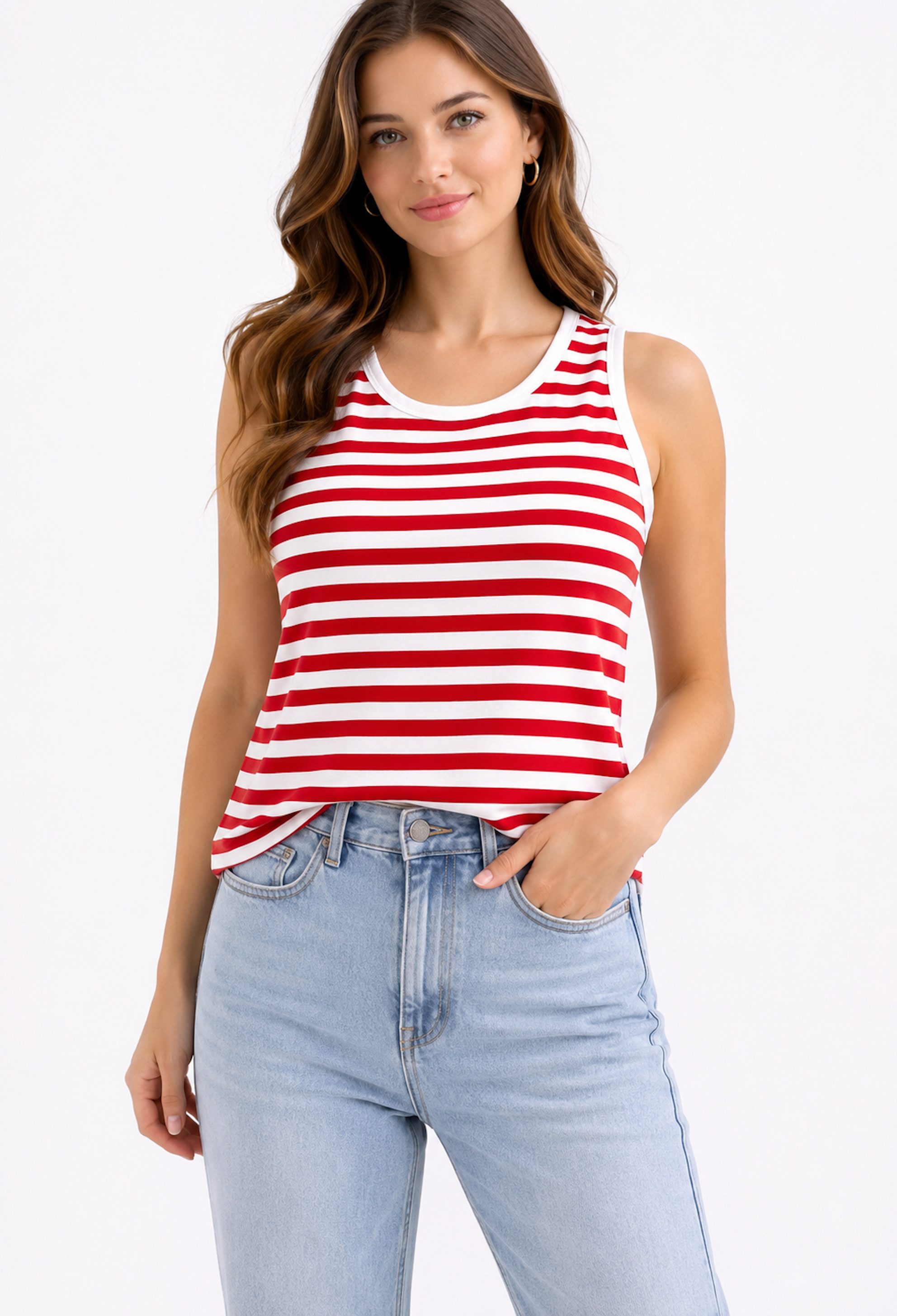 Worldclassca Tanktop Worldclassca Tanktop Gestreift Ärmellos Sommer Steifen Top Shirt Neue Kollektion - Stilvolle und gemütliche Mode für Damen