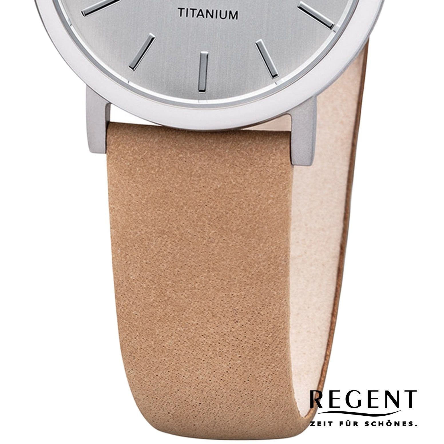 Regent Quarzuhr Regent Damen Uhr F-1223 Leder Quarz, (Analoguhr), Damen Armbanduhr rund, klein (ca. 27mm), Lederarmband