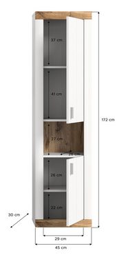 Home affaire Hochschrank Landsby (1-St) 2 Türen, Türanschlag wechselbar, 1 offenes Fach, Breite 45 cm