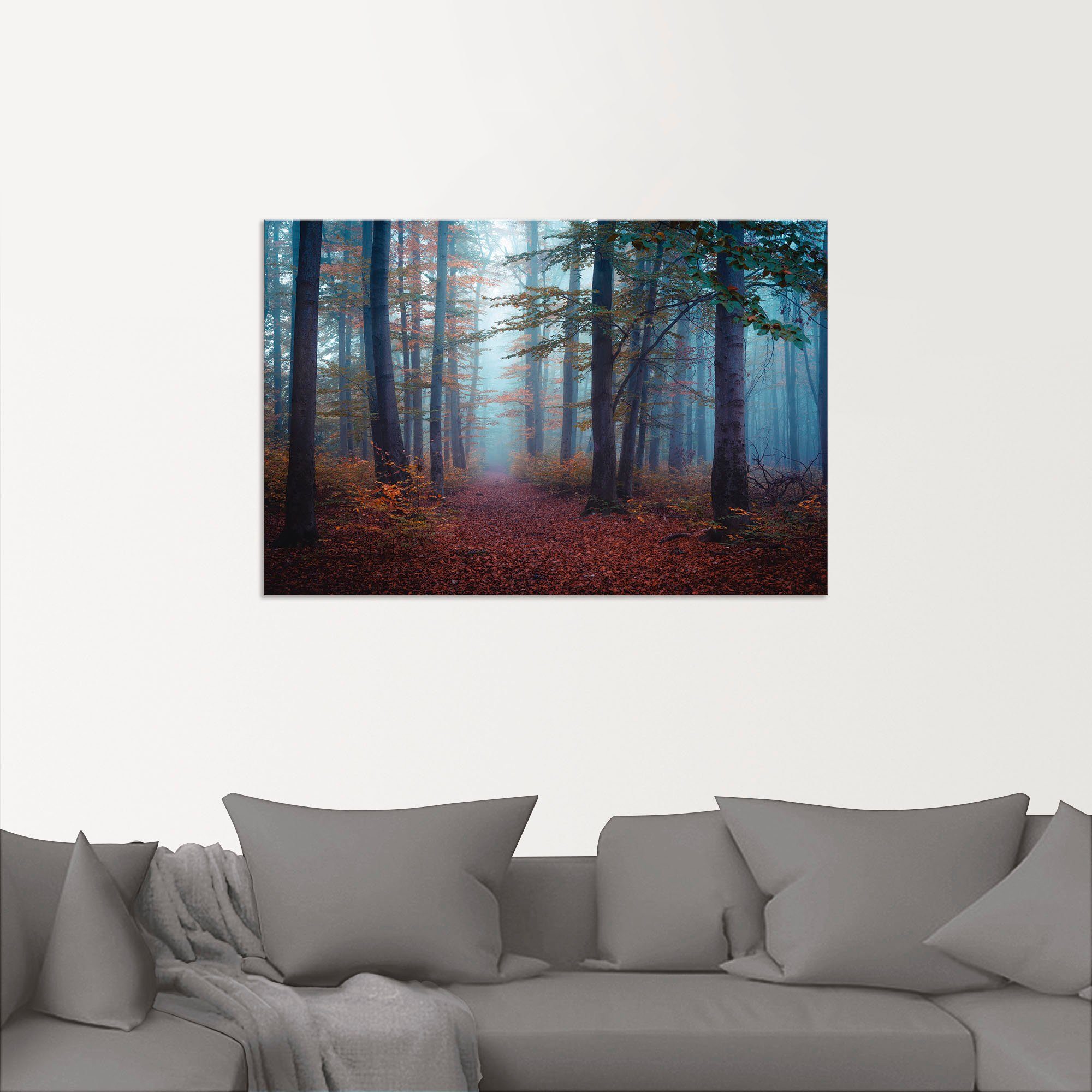 Artland Alu-Dibond-Druck Wald im Nebel, Waldbilder (1 St), als Alubild in verschied. Größen