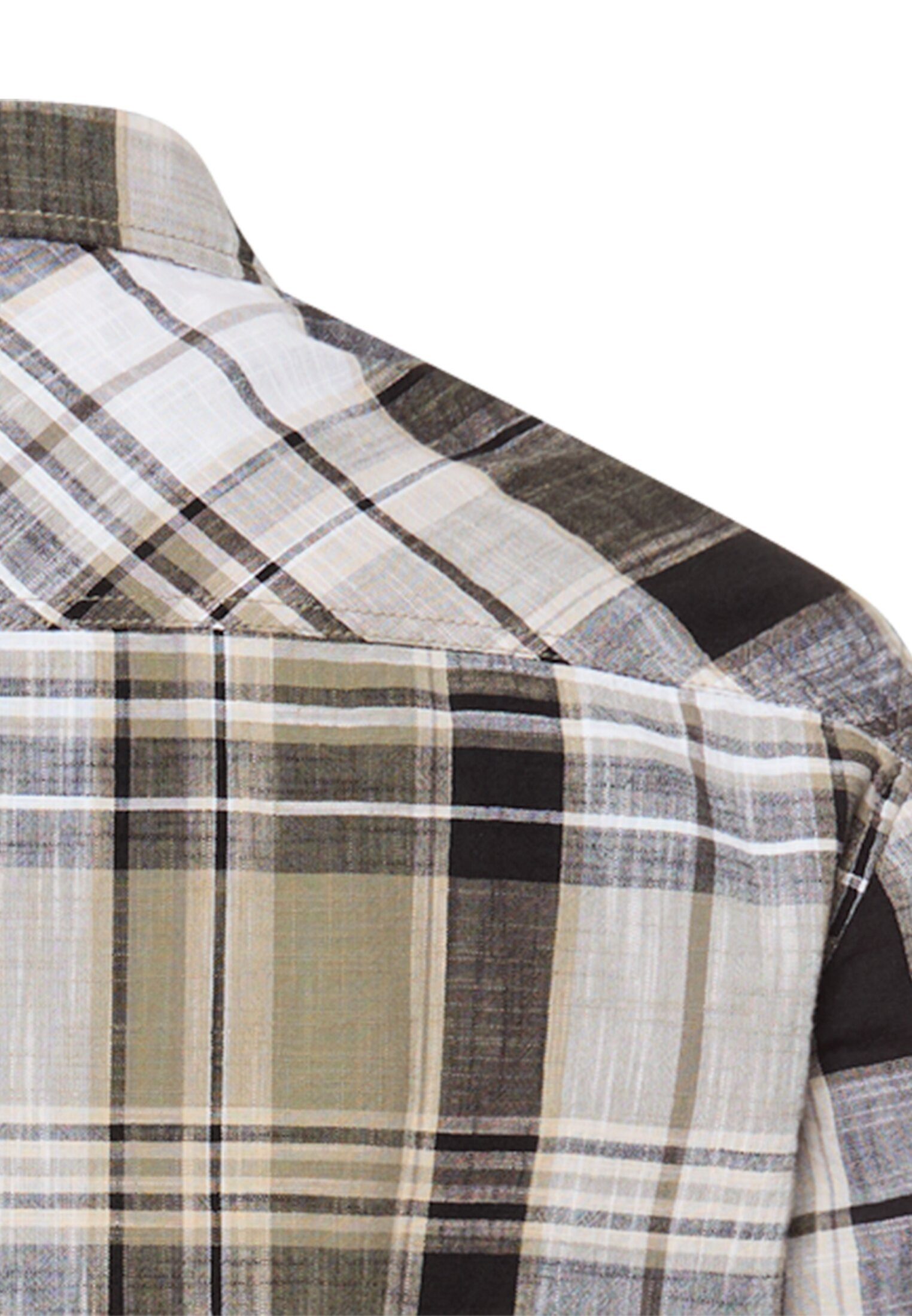 camel active Kurzarmhemd mit Button-Down-Kragen und im Karo-Look