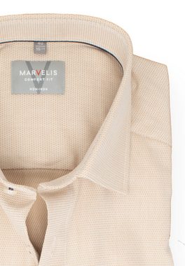 MARVELIS Kurzarmhemd Kurzarmhemd - Comfort Fit - Struktur - Beige