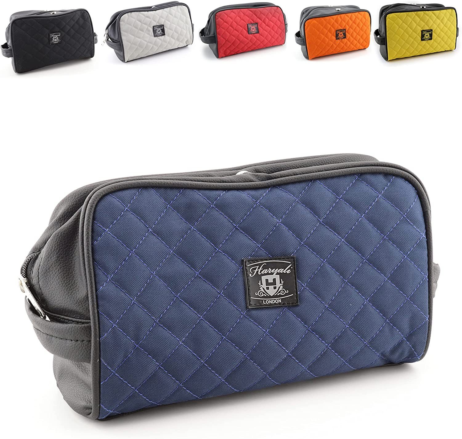 Haryali London Сумки для туалетного приладдя Reiseset Kosmetiktasche wasserabweisend Essential Bag für Unisex (1-tlg., Reißverschluss und Magnetverschluss), Aus Rindsleder und Canvas für einen edlen Look