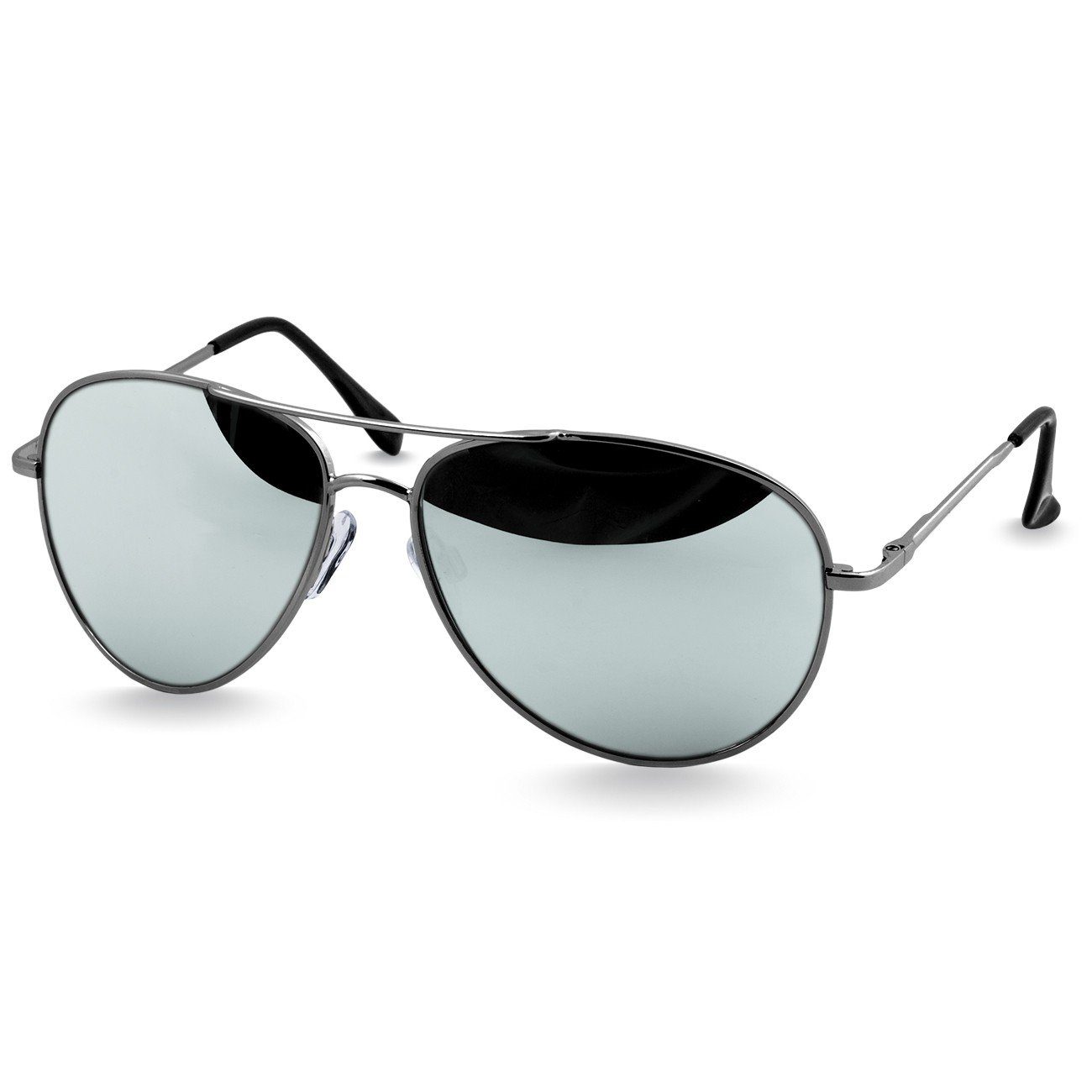 Caspar Sonnenbrille SG013 klassische Unisex Retro Pilotenbrille silber / silber verspiegelt