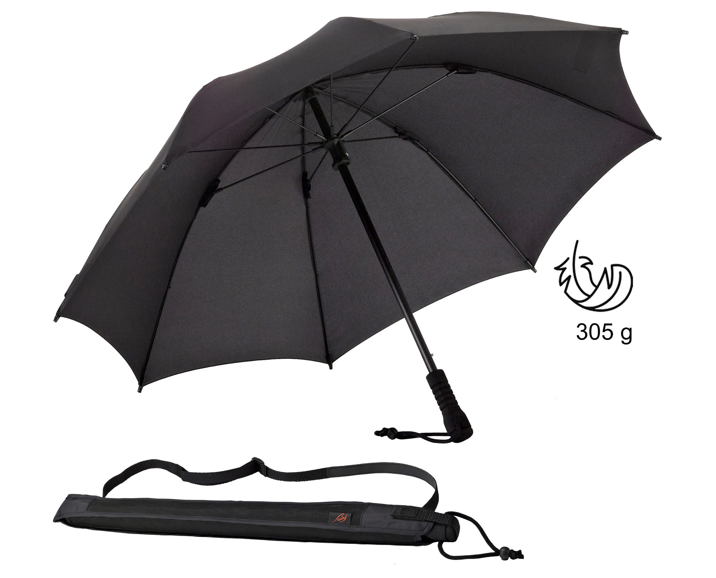 EuroSCHIRM® Stockregenschirm Swing, geringes Gewicht, mit Schultertragegurt an der Hülle