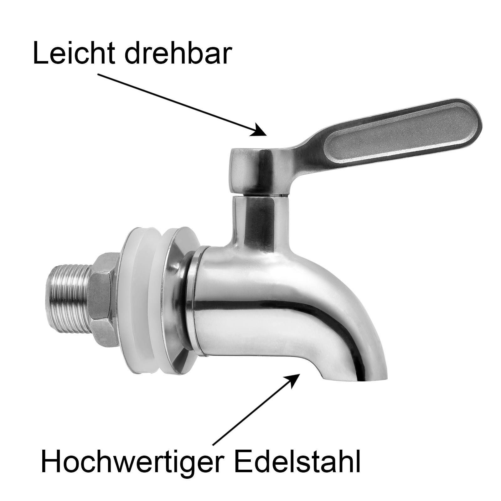 astor24 Getränkespender Getränkespender 8 L mit Zapfhahn + Ständer aus Glas Wasserspender, 8 Liter
