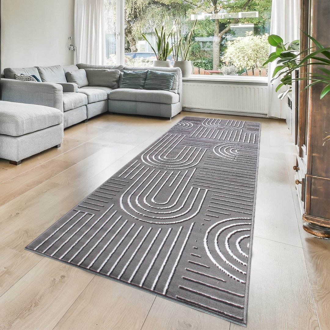 OTTO home Teppich Lysandra, rechteckig, Höhe: 8 mm, 3D-Effekt, softer Kurzflor, pflegeleicht, leichter Glanz, Scandi-Look
