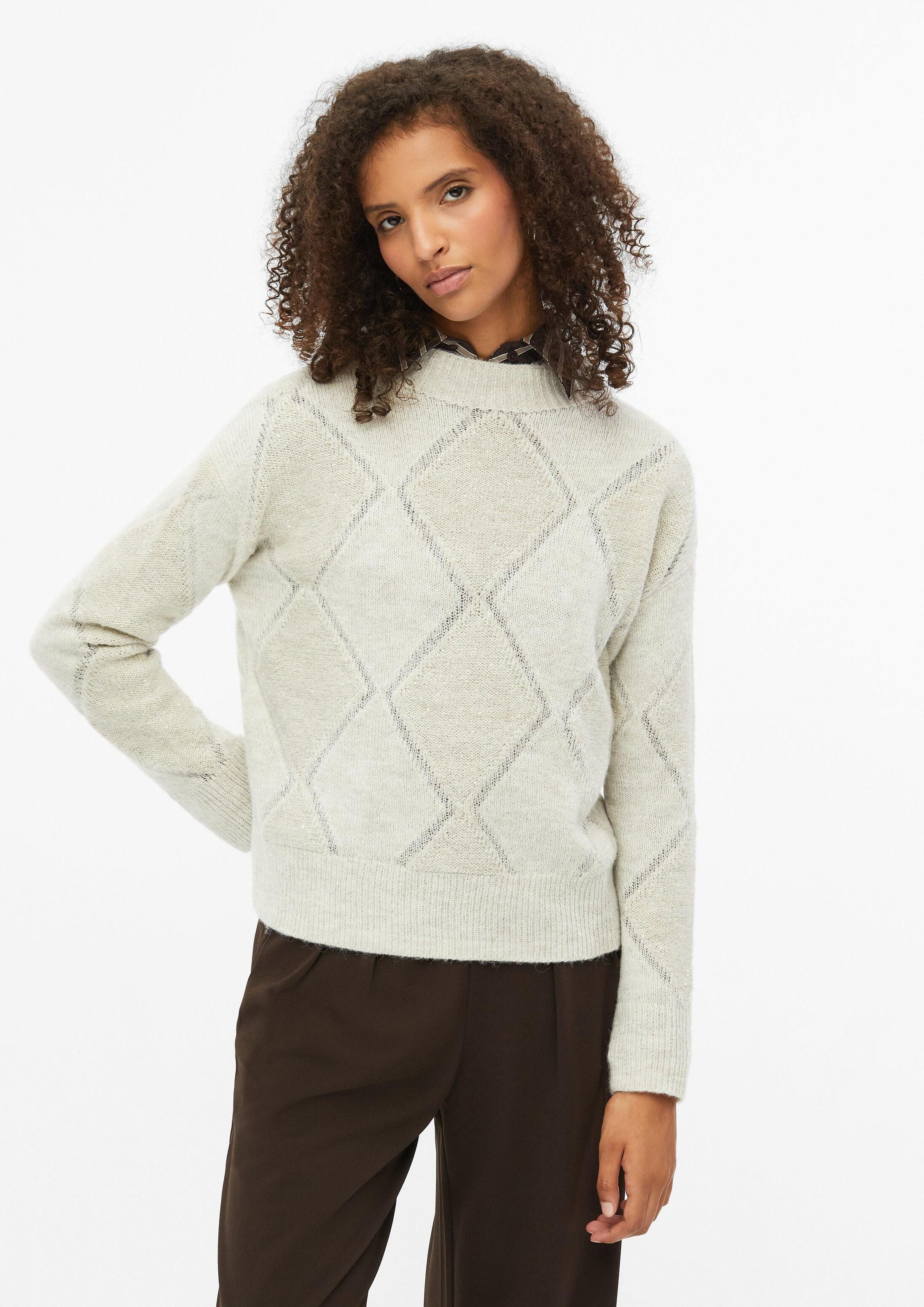 s.Oliver Longpullover Strickpullover Strickpullover mit Rauten-Muster und Pailletten