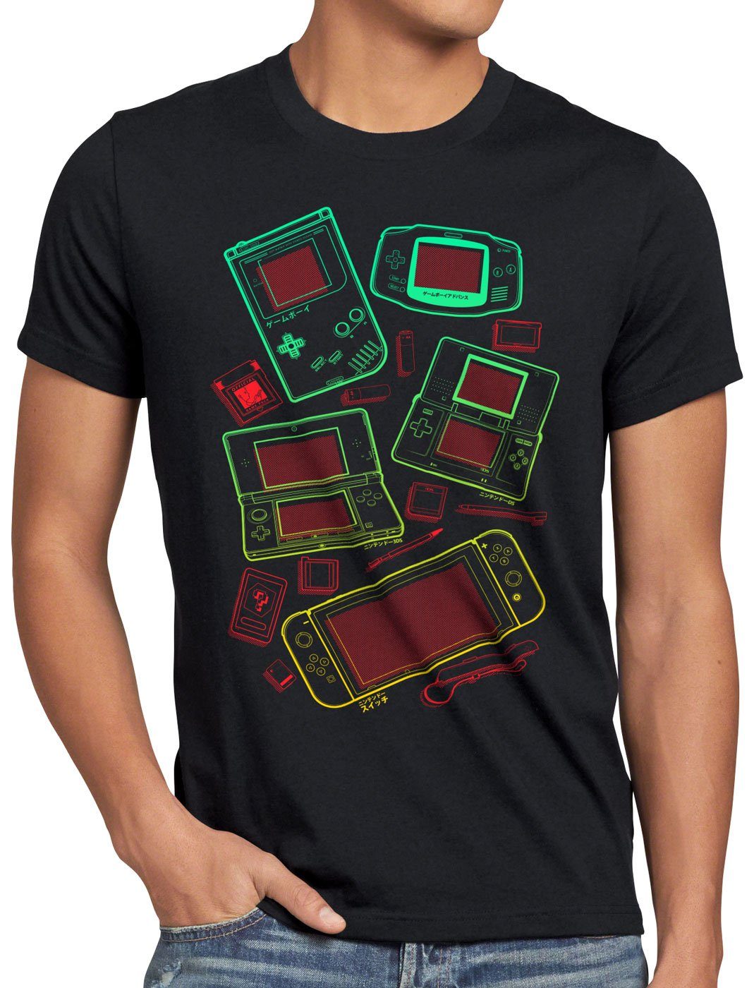 T-Shirt lite switch Maniac style3 Print-Shirt Game wii 3ds gamer Herren ds schwarz