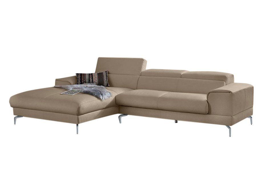 W.SCHILLIG Ecksofa piedroo, Designsofa mit tollem Sitzkomfort, bequem und elegant, L-Form, Kopfteilverstellung, wahlweise mit Sitztiefenverstellung, Breite 303cm
