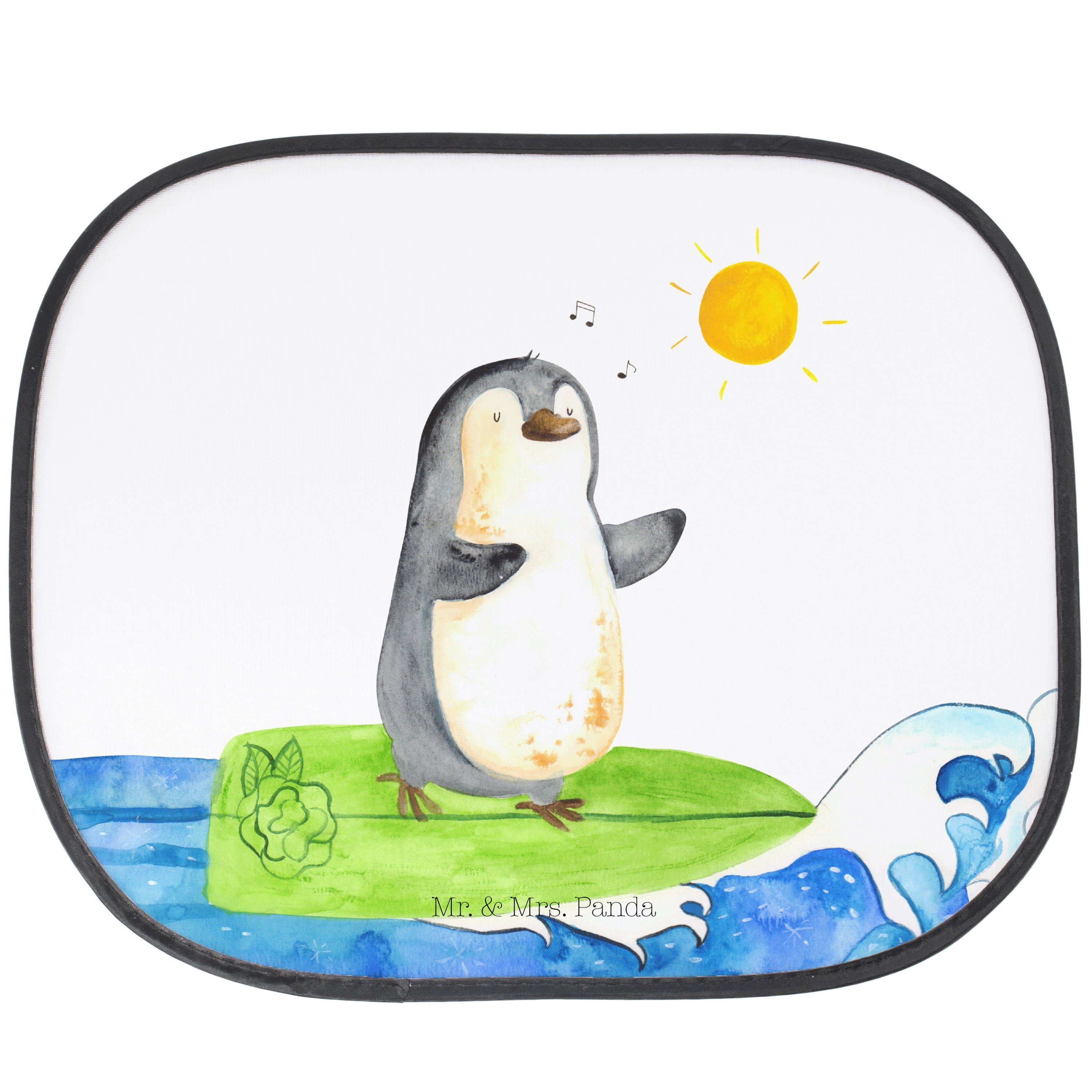 Sonnenschutz Pinguin Surfer - Geschenk, Sonnenschutz Weiß Mrs. Mr. Pinguine, Kinde, Sonne, & - Seidenmatt Panda