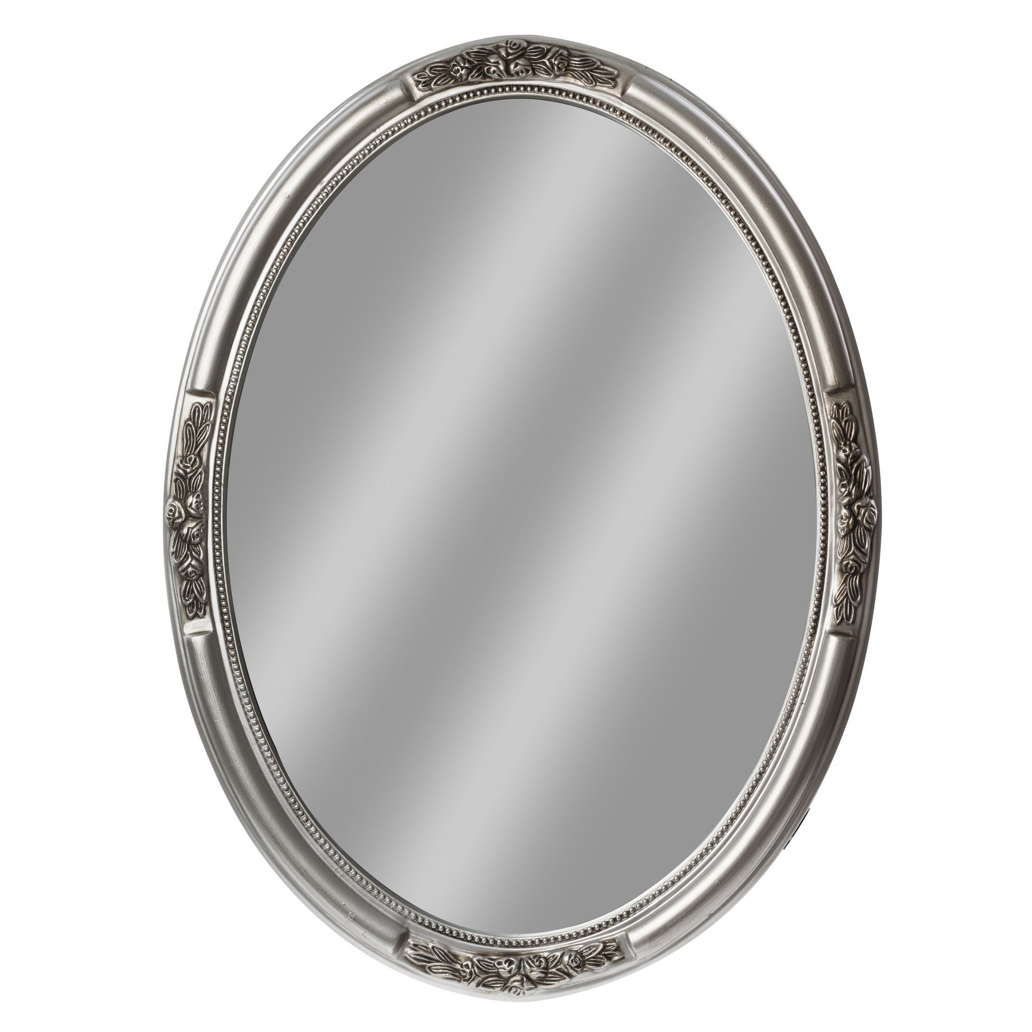 elbmöbel Wandspiegel Wandspiegel | Silber silber 57x47x5 Holz, Barockrahmen Silber Landhaus silber cm Oval Wandspiegel: Spiegel OVAL elegant