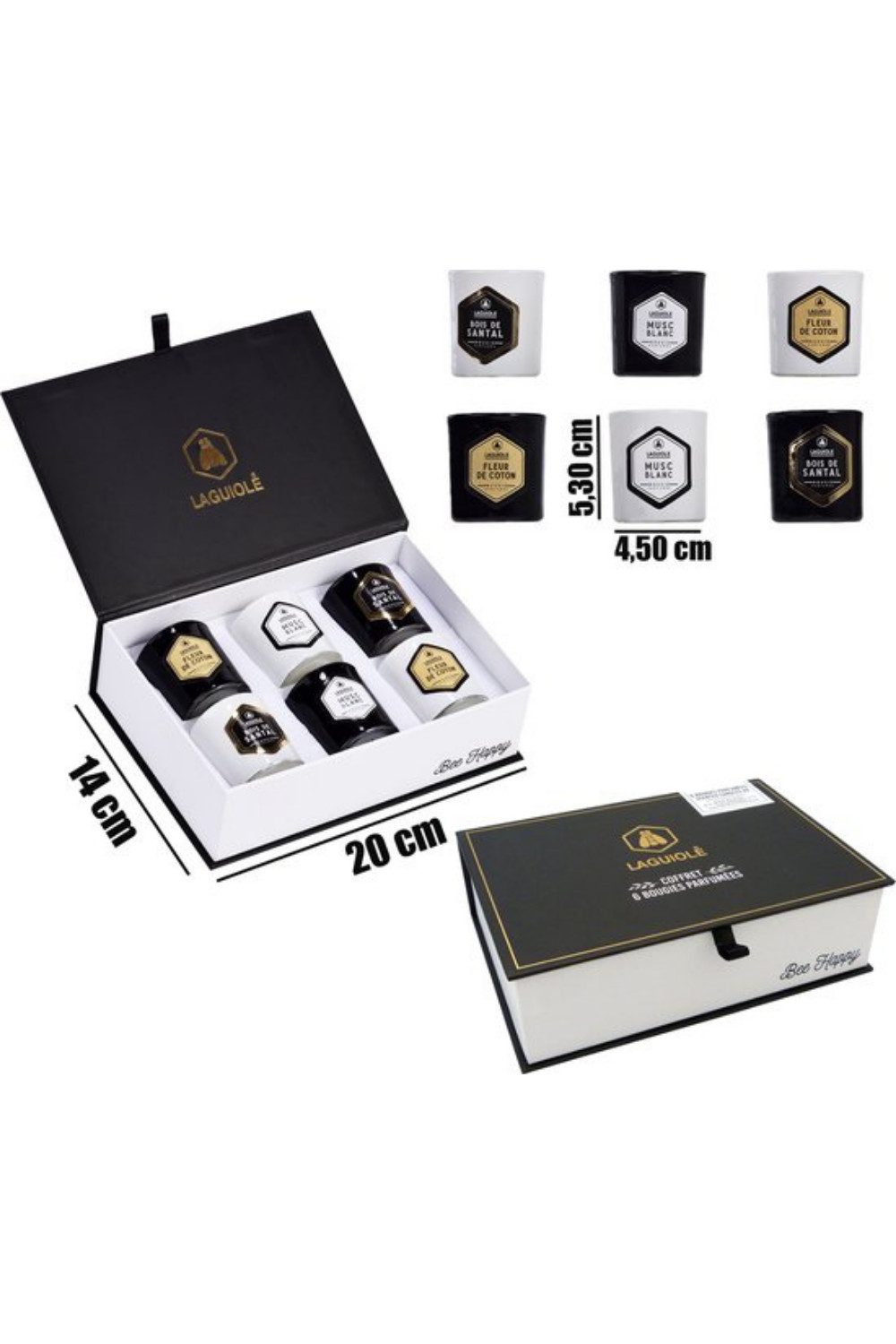 Brise Home Duftkerze Laguiole Duftkerze Set Honig Amber mit Feuerzeug Coffret Apothecary (Kerzenset, 6-tlg., Set bestehend aus Duftkerze und Feuerzeug), Edles Duftkerzen Geschenkset mit Honig Amber Duft und Feuerzeug