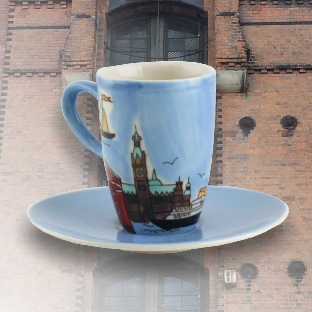 Mila Espressotasse Mila Keramik Espresso-Tasse mit Untere Motiv Hamburg, Keramik