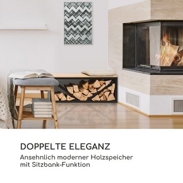 blumfeldt Feuerschale Kindlewood L Black, (ansehnlich moderner Holzspeicher mit Sitzbank-Funktion)