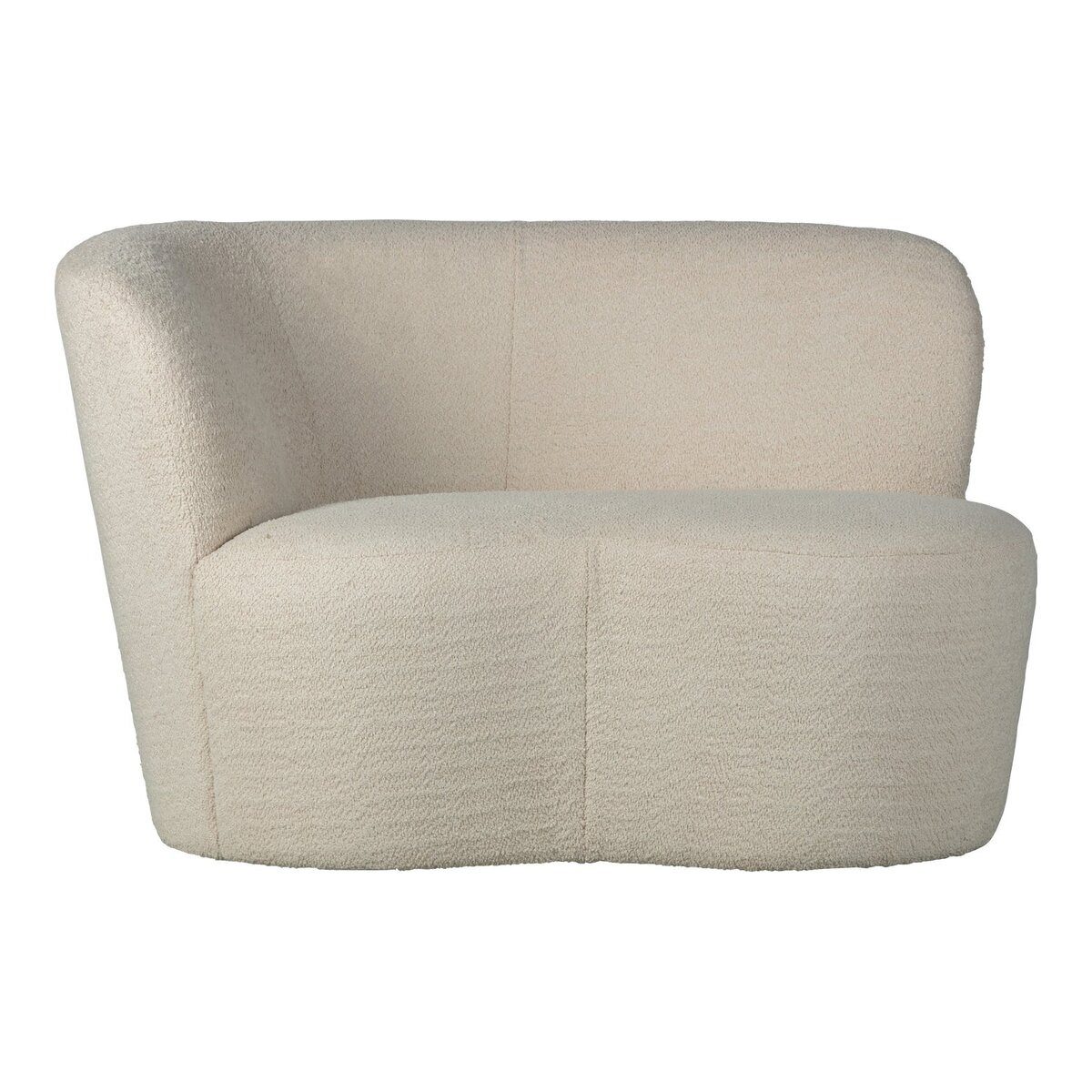 WOOOD Sofa Stone - Bouclé-Stoff Creme, Links, Weiche, runde Formen, kompakte Große