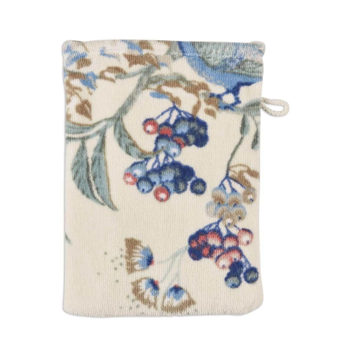 PiP Studio Waschhandschuh Secret Garden Waschhandschuh whiteblue 16x22cm (1 Stück), 100% Baumwolle (325861)
