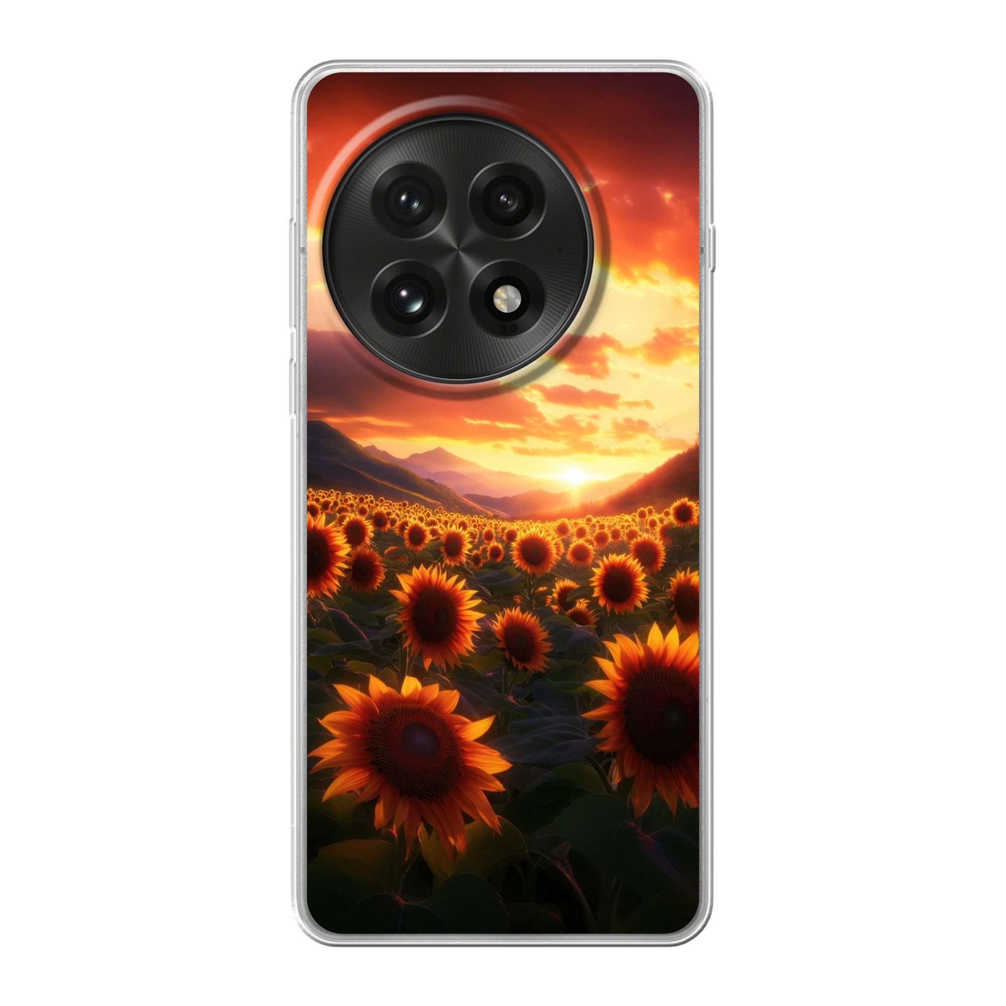 MuchoWow Handyhülle für OnePlus 13 Sonnenblumen - Sonnenuntergang - Landschaft, Phone Case, Silikon, Schutzhülle Dünn