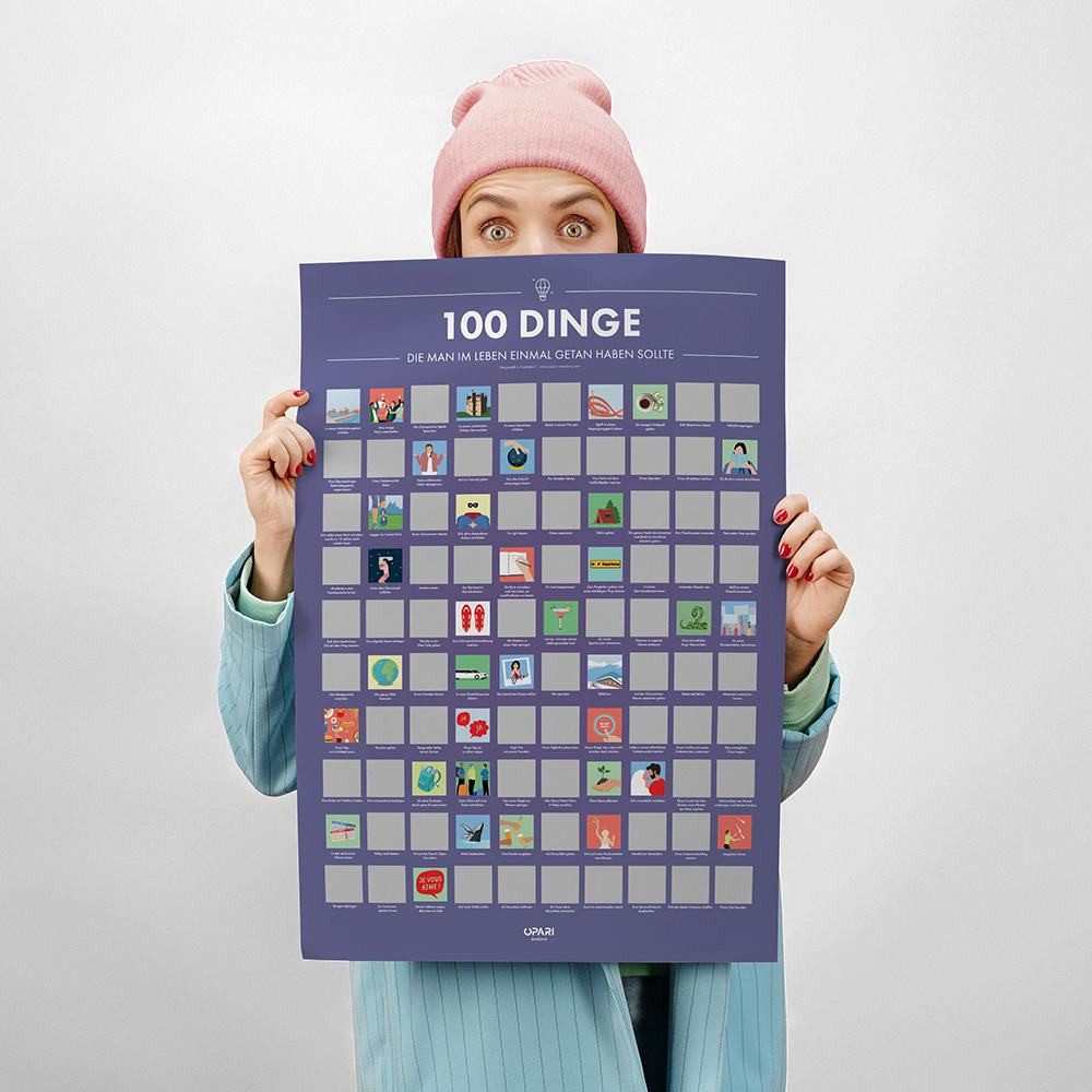 CadoMaestro Poster Rubbelposter 100 Dinge die man im Leben einmal getan haben sollte, (1 St), PEFC-zertifiziertem Papier, 50×70 cm