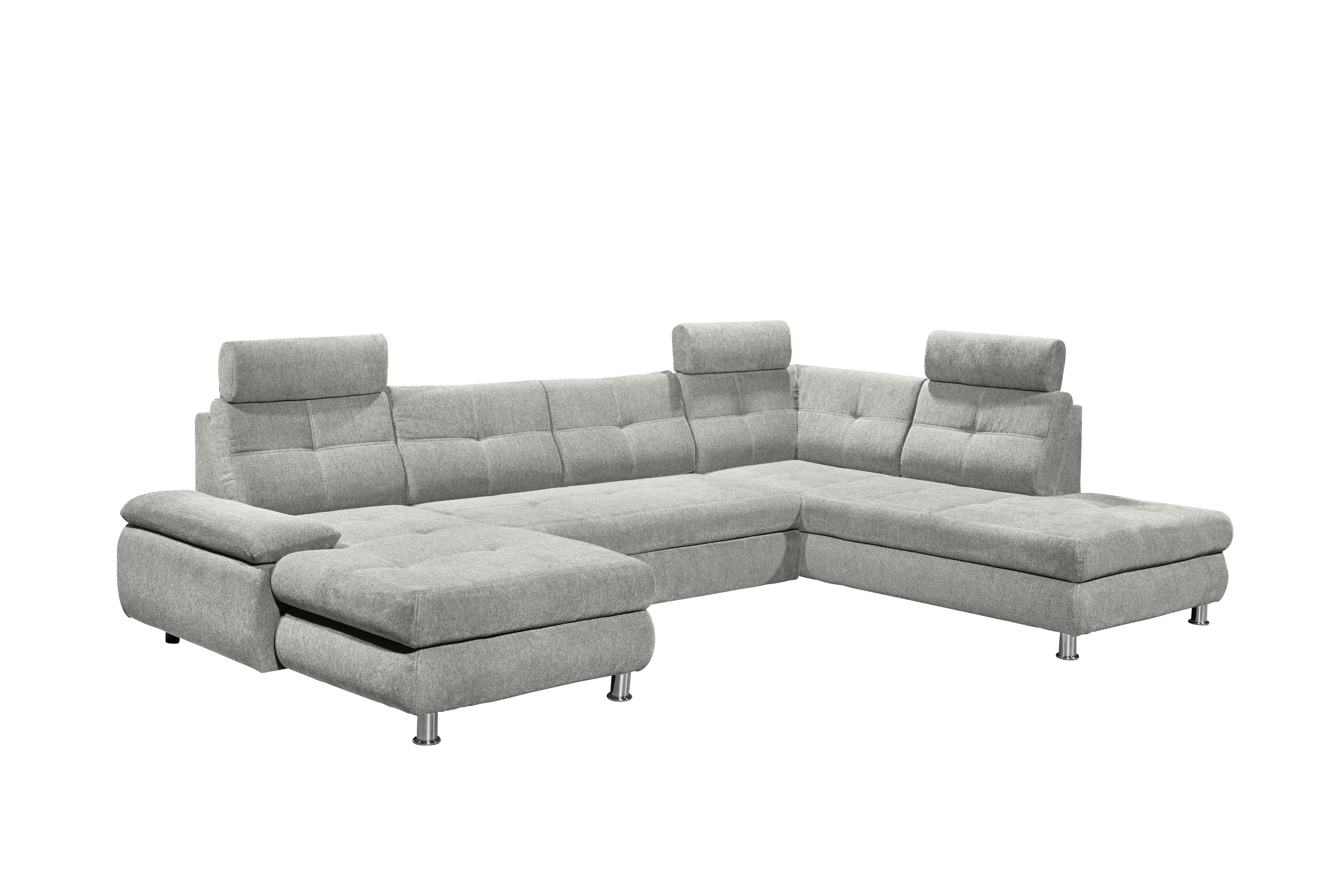 ED EXCITING DESIGN Wohnlandschaft Alba, mit Schlaffunktion & Bettkasten, verstellbare Kopfstützen