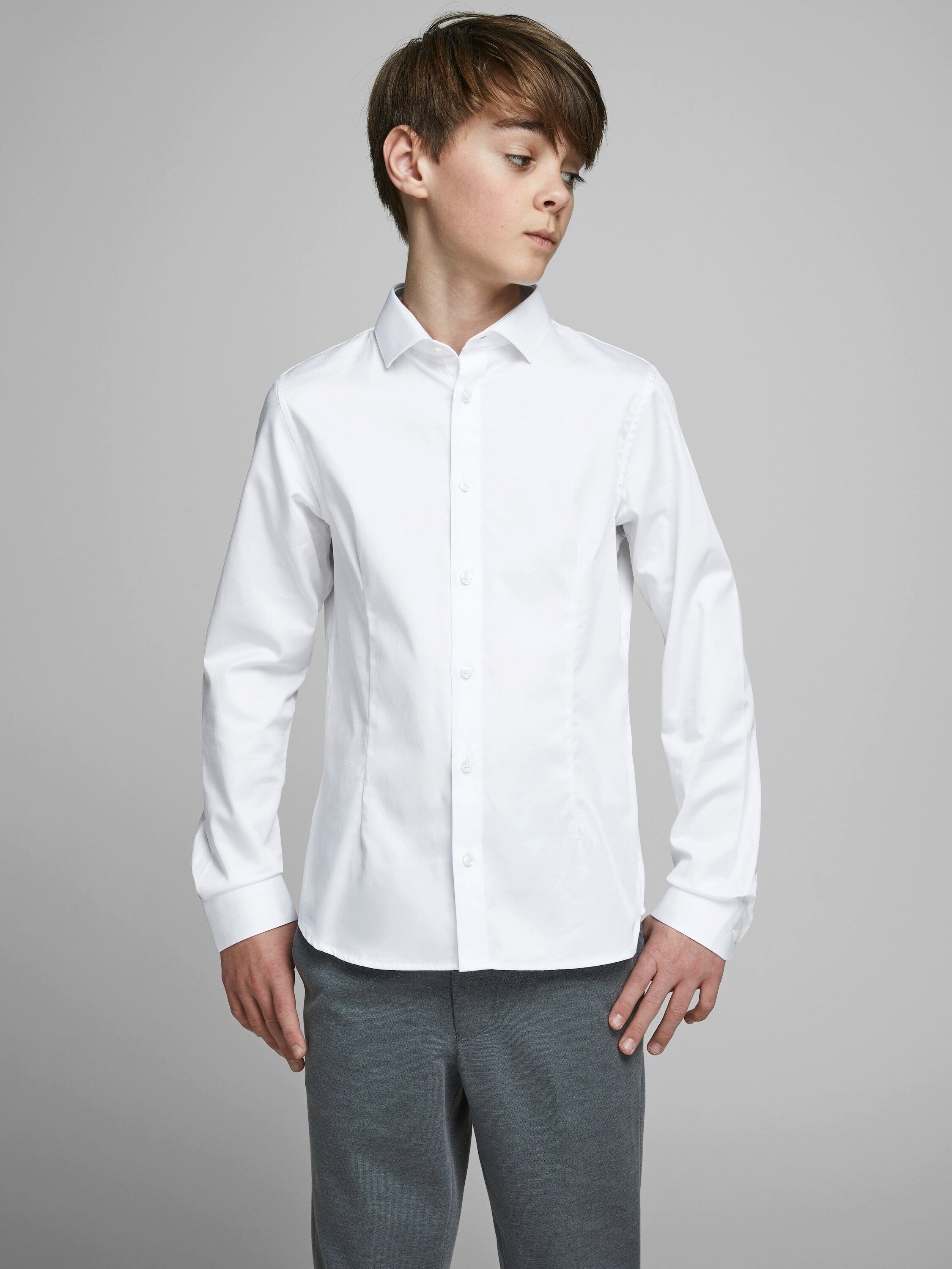 (1-tlg) white Jack Parma & Jones Junior Langarmhemd